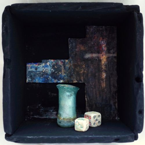 内野隆文 瓶とダイス オブジェ 立体作品 現代美術 現代アート ヴィンテージ