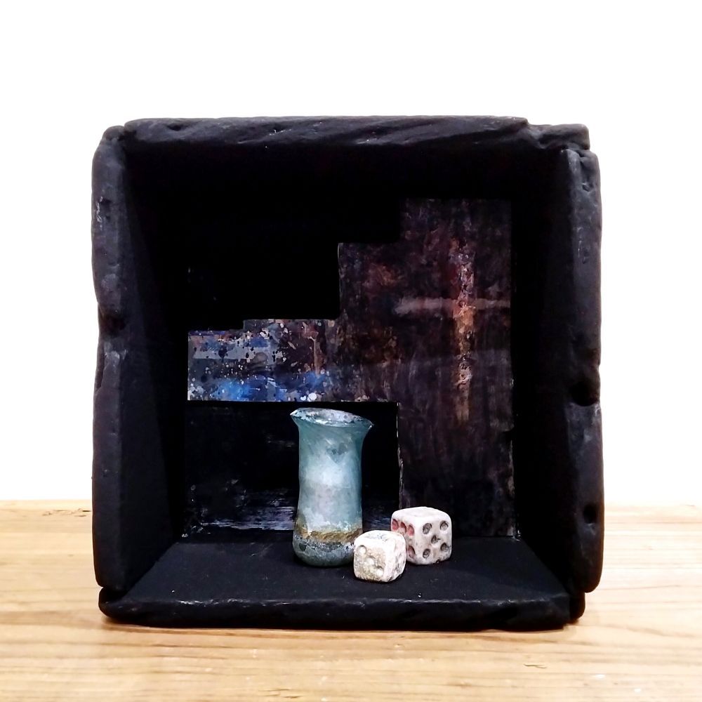 内野隆文　瓶とダイス　オブジェ　立体作品　現代美術　現代アート　ヴィンテージ 内野隆文 瓶とダイス オブジェ 立体作品 現代美術 現代アート