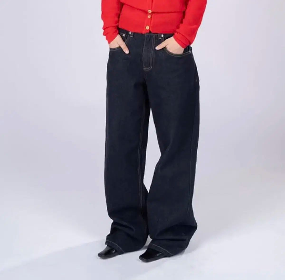 dwyl WHOイズ 쉬 생지 와이드 데님 1 サイズ