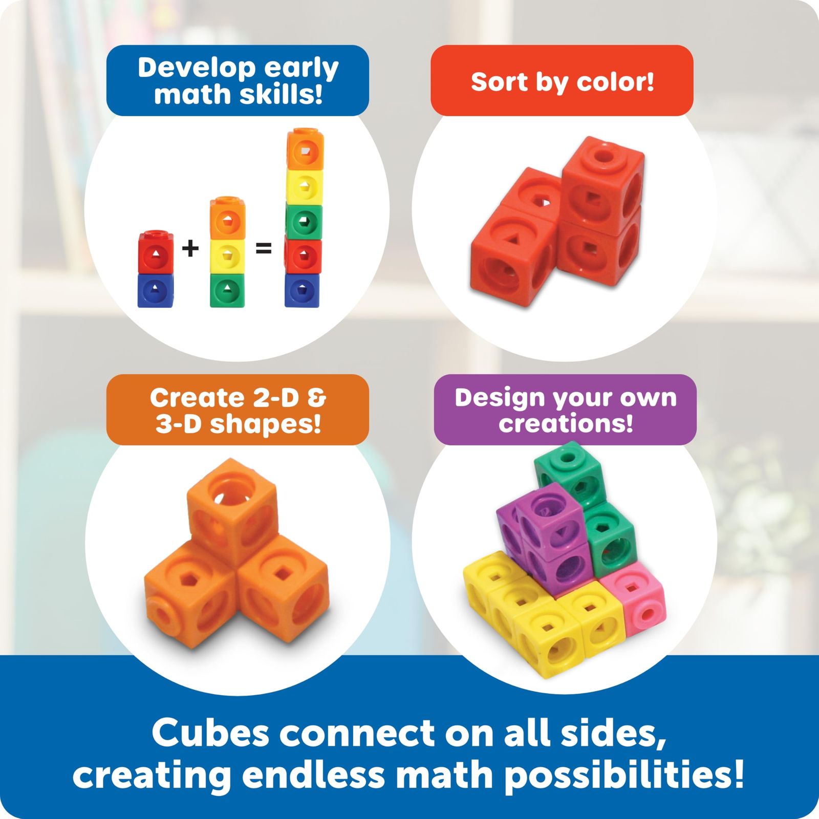 Cubes ラーニング リソーシーズ MathLink(R) 算数 : - MathLink 算数おもちゃ 100個入り キューブ 日本語ガイド付き 93417-J 正規品1 アクティビティセット 直販クリアランス