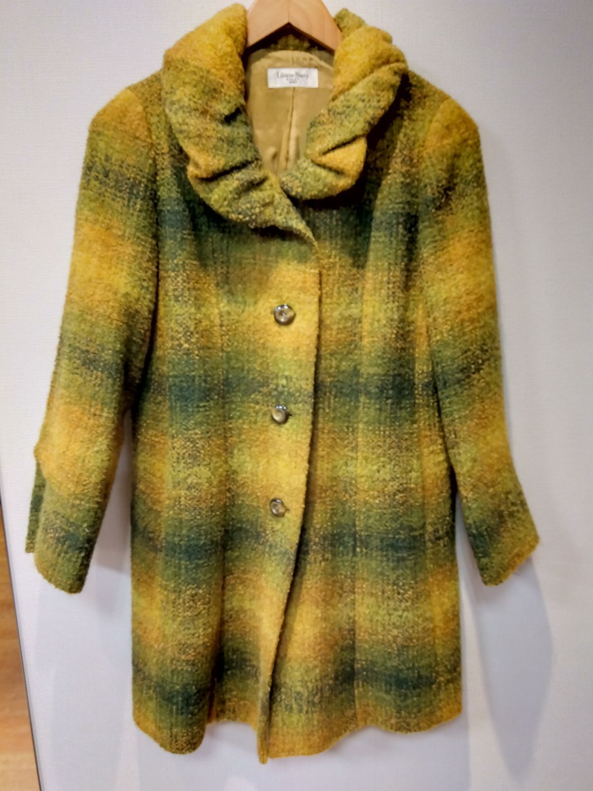 M 20 Liliane Burty ECLAT リリアンビューティ エクラ コート 黄色×緑 襟元 デザイン Ｓサイズ