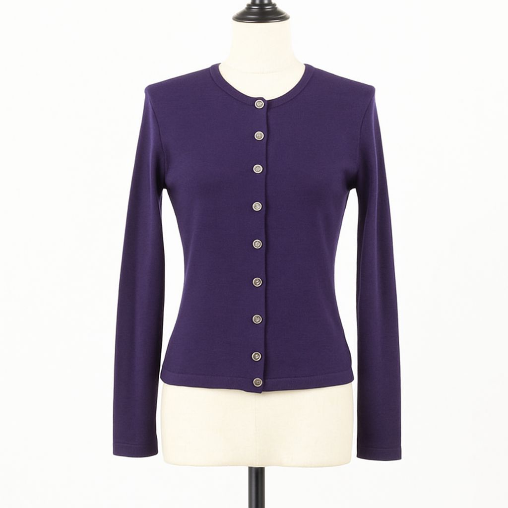 美品】フォクシー FOXEY クールパーフェクト カーディガン 40 パープル