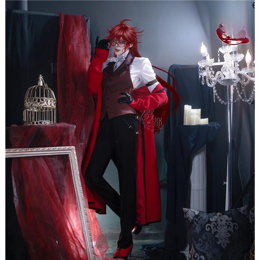 霧都 ウードゥ 黒執事 グレル サトクリフ コスプレ衣装 死神 男性用 フルセット 職人製作