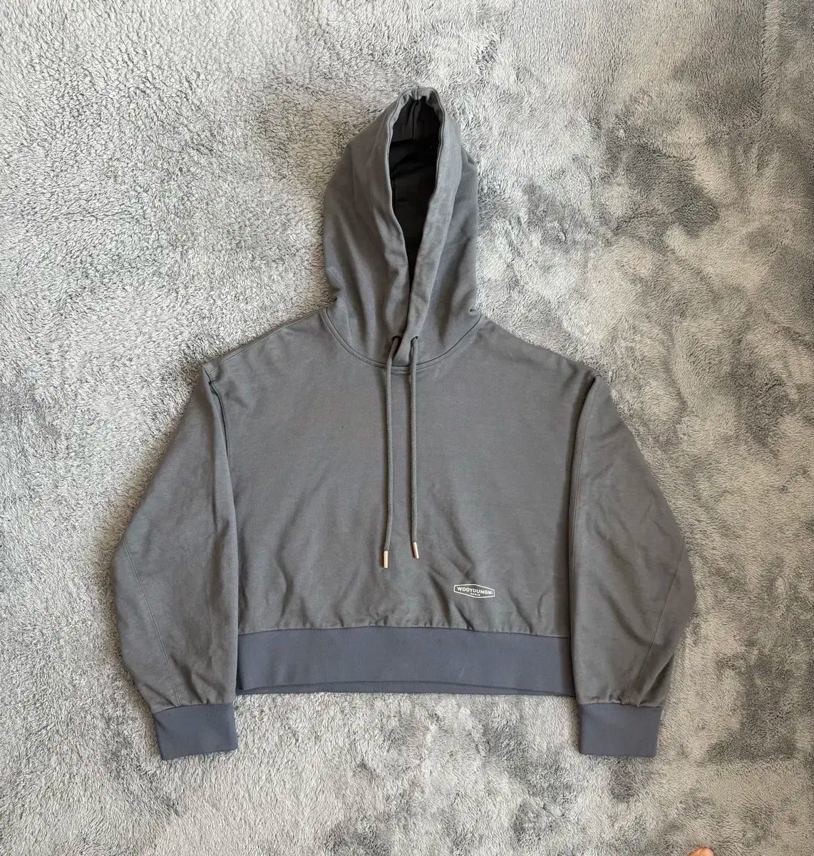 WOOYOUNGMI 21F W グレー バックロゴ フーディーTシャツ 38 95