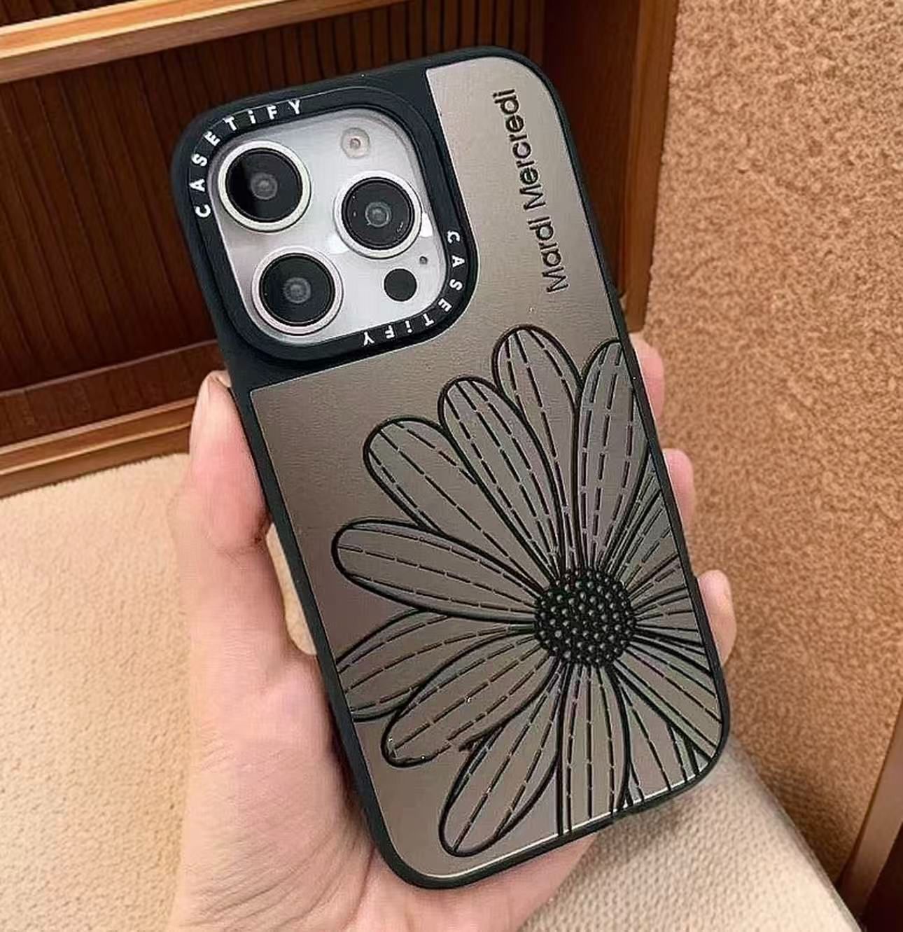 人気 デイジーフラワー iPhoneケース 鏡面 CASETiFY 耐衝撃 ケース