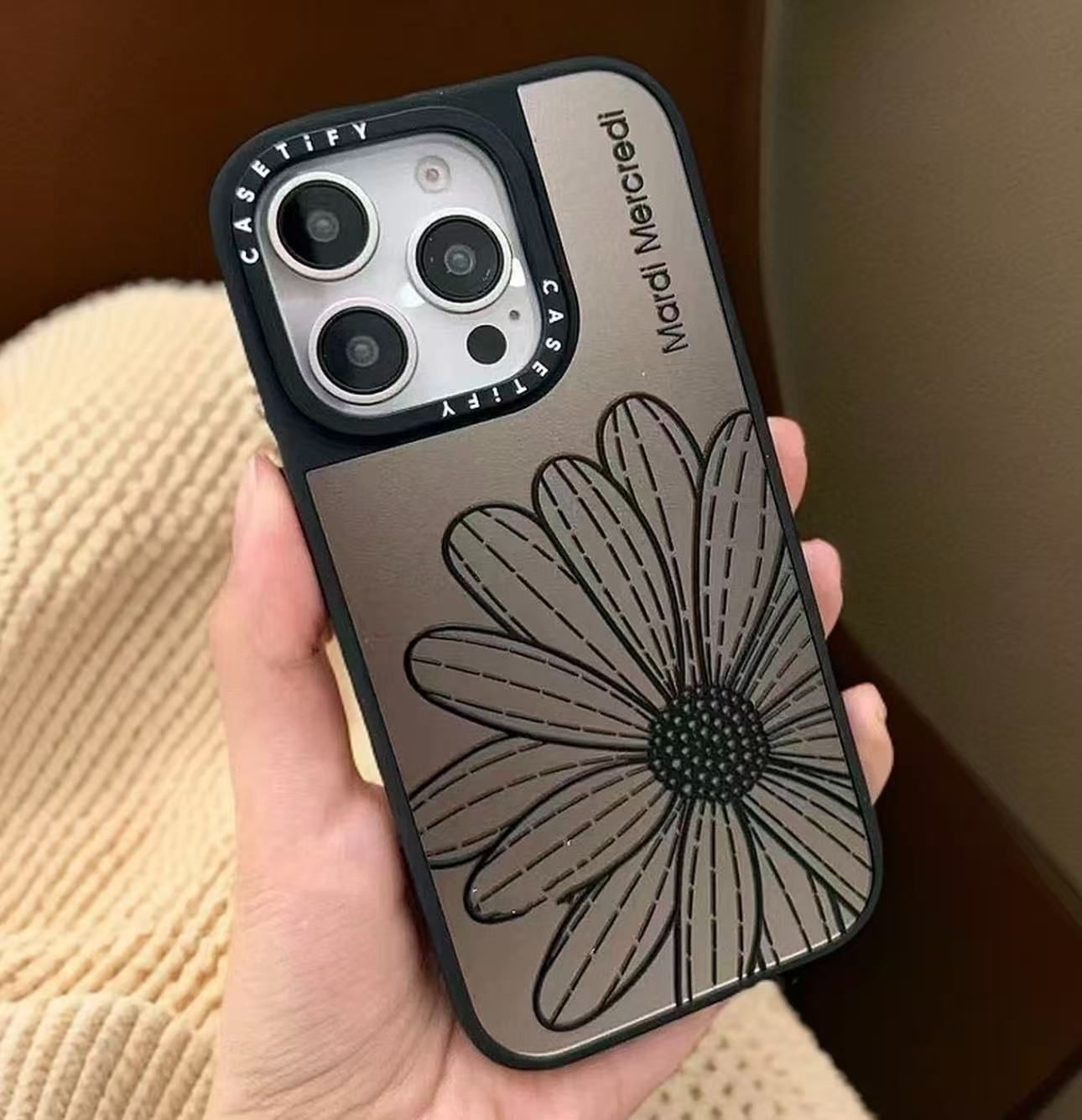 人気 デイジーフラワー iPhoneケース 鏡面 CASETiFY 耐衝撃 ケース