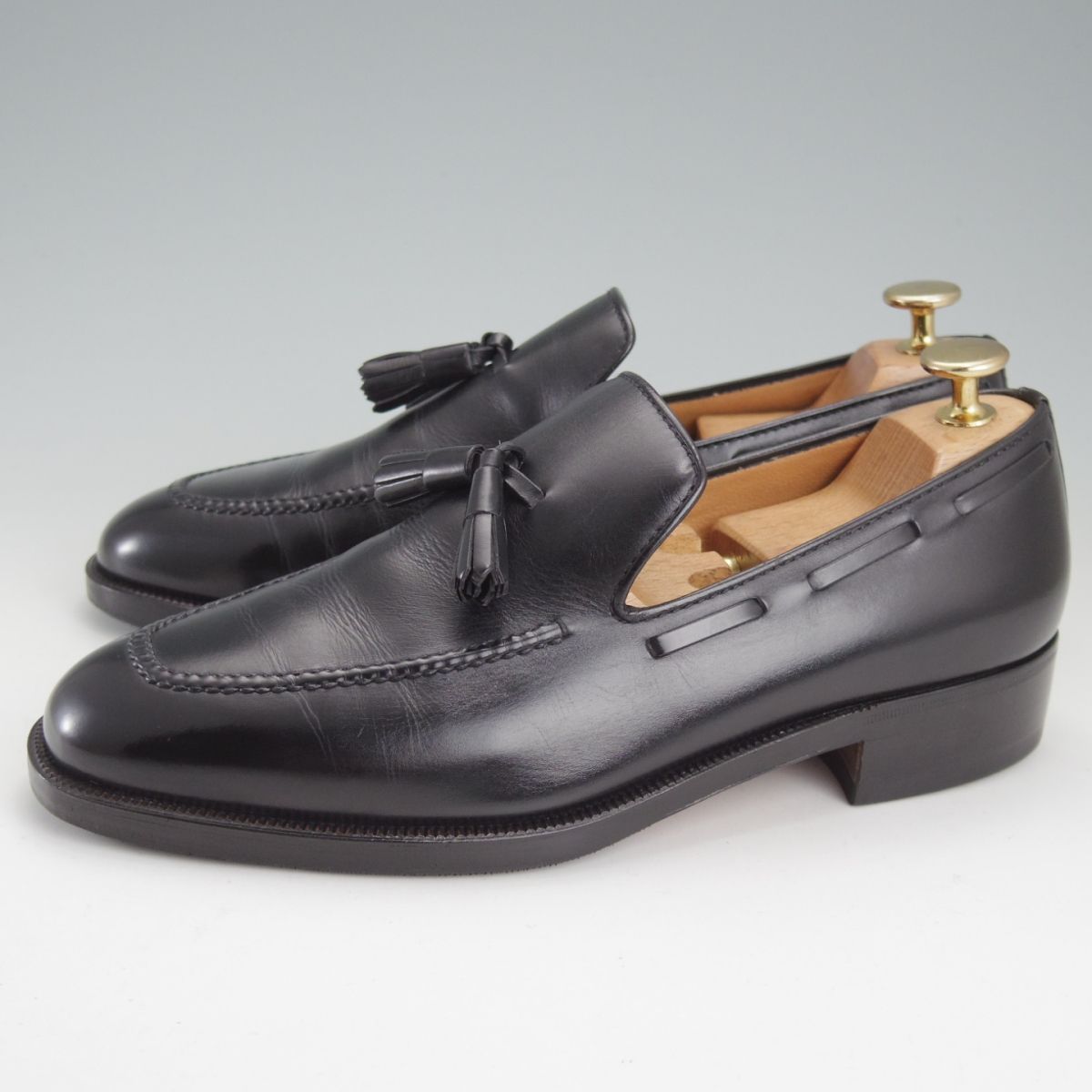 上 伊 タニノクリスチー SIZE 5.5 定価10万円以上 タッセルローファー 黒 カーフ メンズ TANINO CRISCI o079