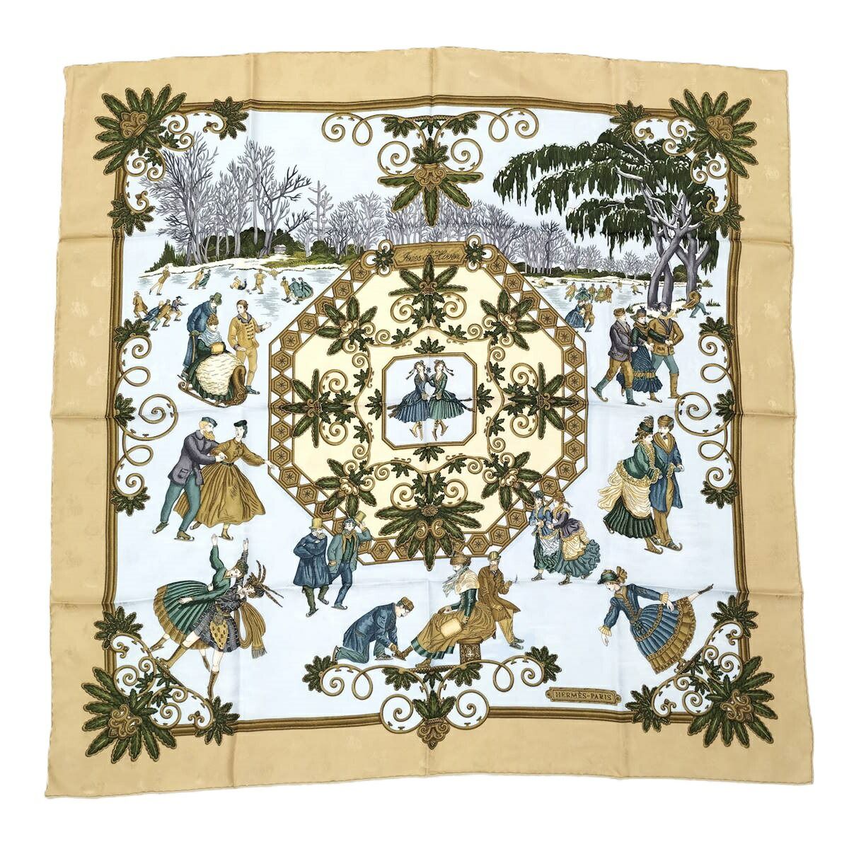HERMES カレ90 冬の愉しみ スカーフ シルク