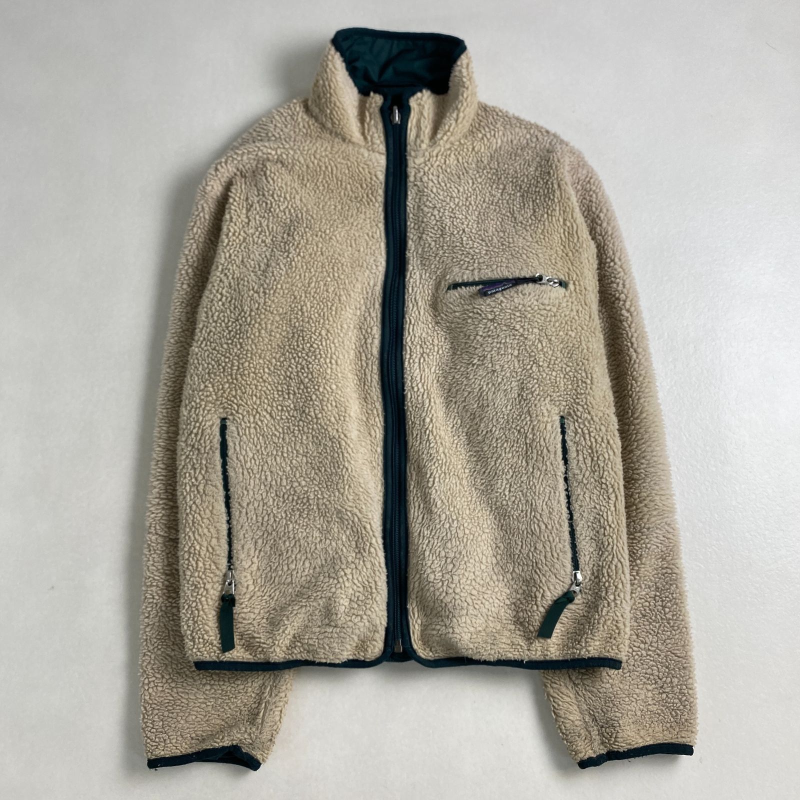 patagonia フリースジャケット ボアジャケット パタゴニア グリセード ナチュラルハンターグリーン リバーシブル ヴィンテージ M相当