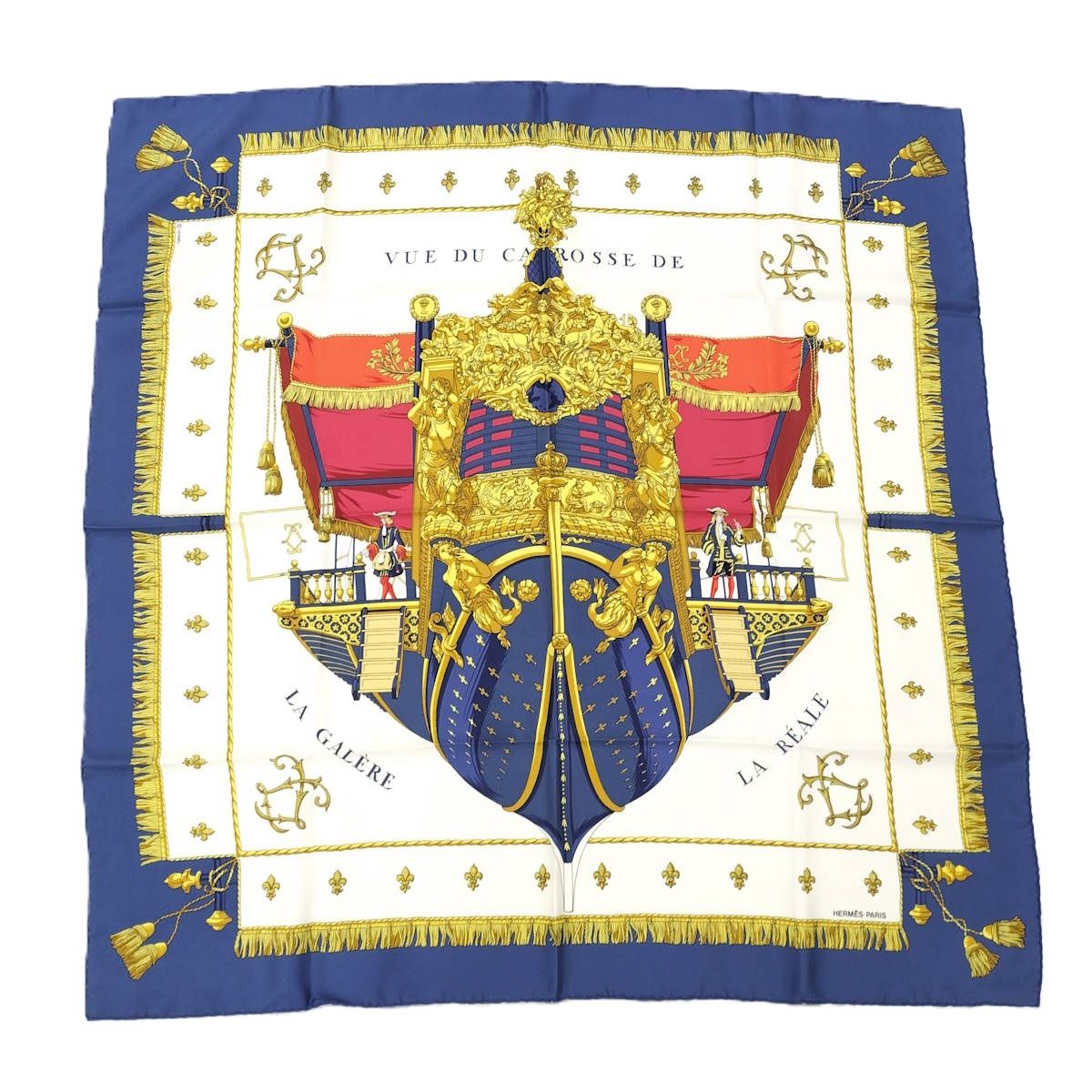 HERMES カレ90 王室のガレー船 スカーフ シルク
