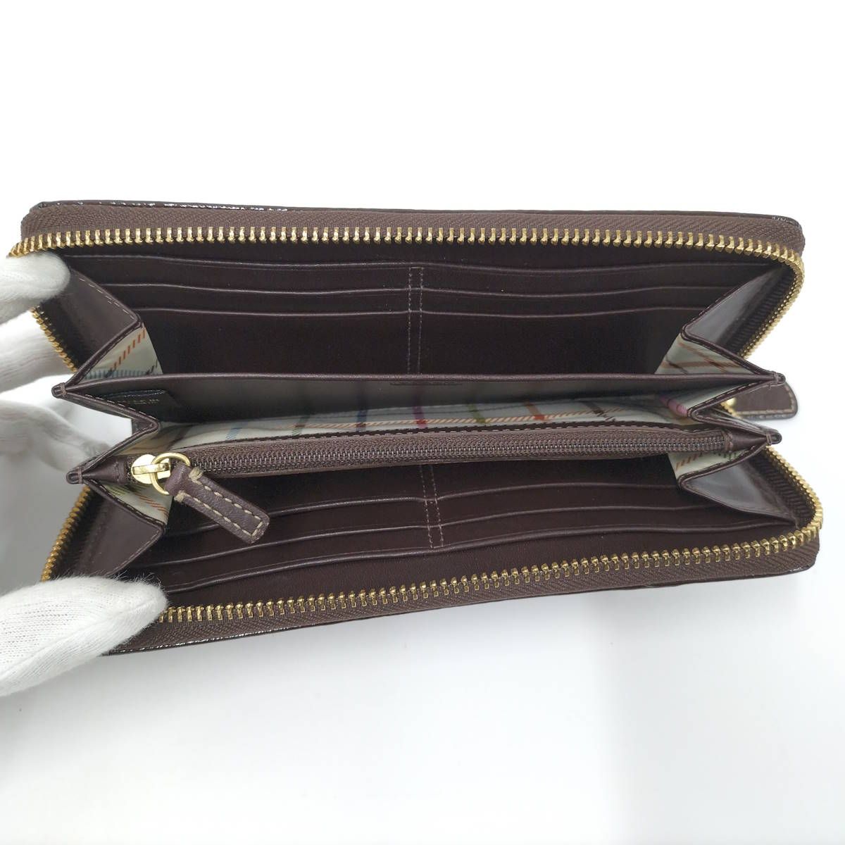 COACH ラウンドファスナー 長財布 PVC ブラウン系