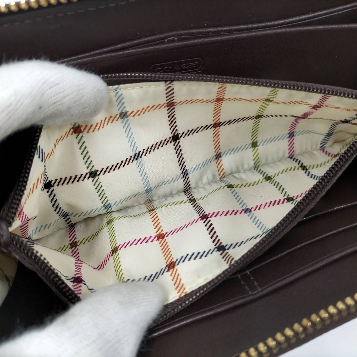  COACH ラウンドファスナー 長財布 PVC ブラウン系 長財布 小物