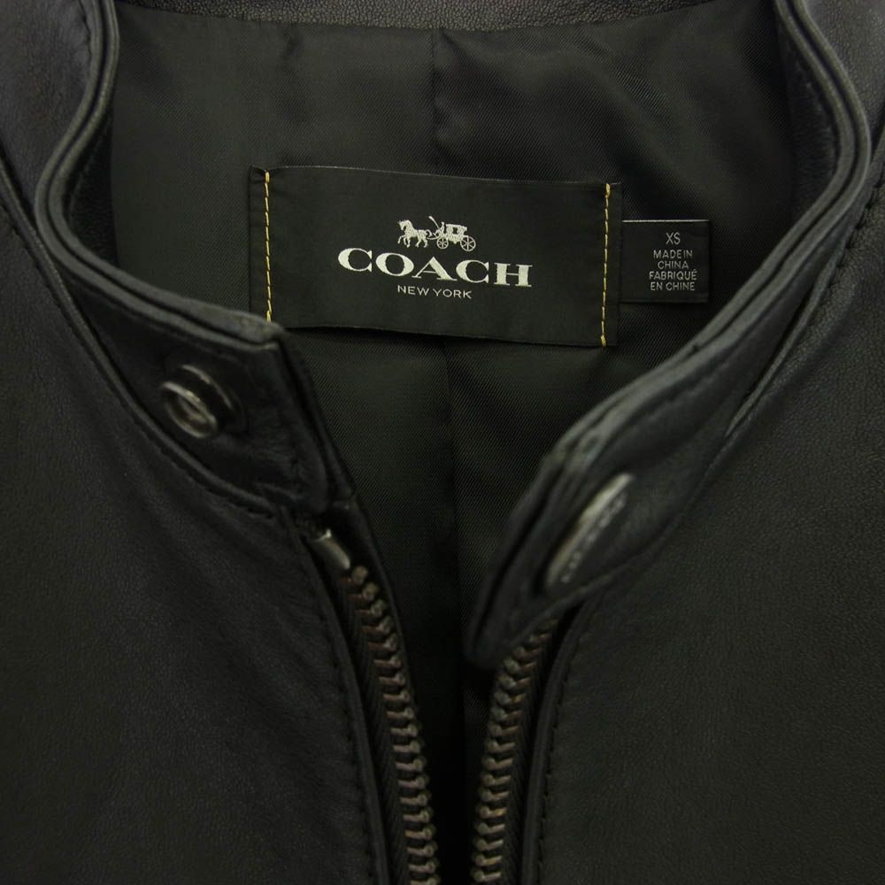 COACH コーチ レザー シングル ライダースジャケット ブラック系 XS