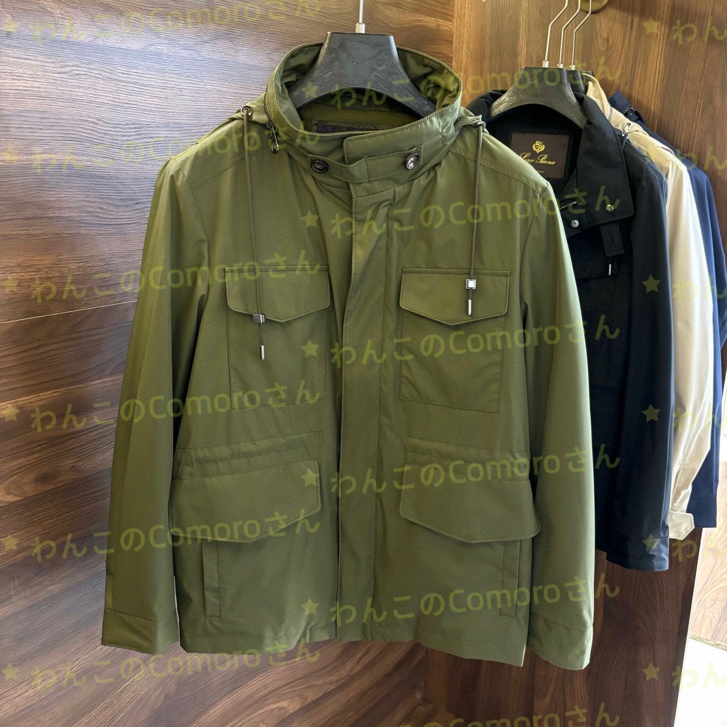 グリーンM～3XL ロロピアーナLoro Pianaメンズ 防水フード付きジャケット ウール裏地 4ポケットデザイン ビジネスカジュアル 秋冬