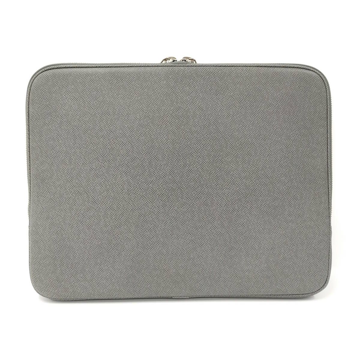 LOUIS VUITTON コンピューター スリーブ PCケース タイガ レザー グラシエ グレー系