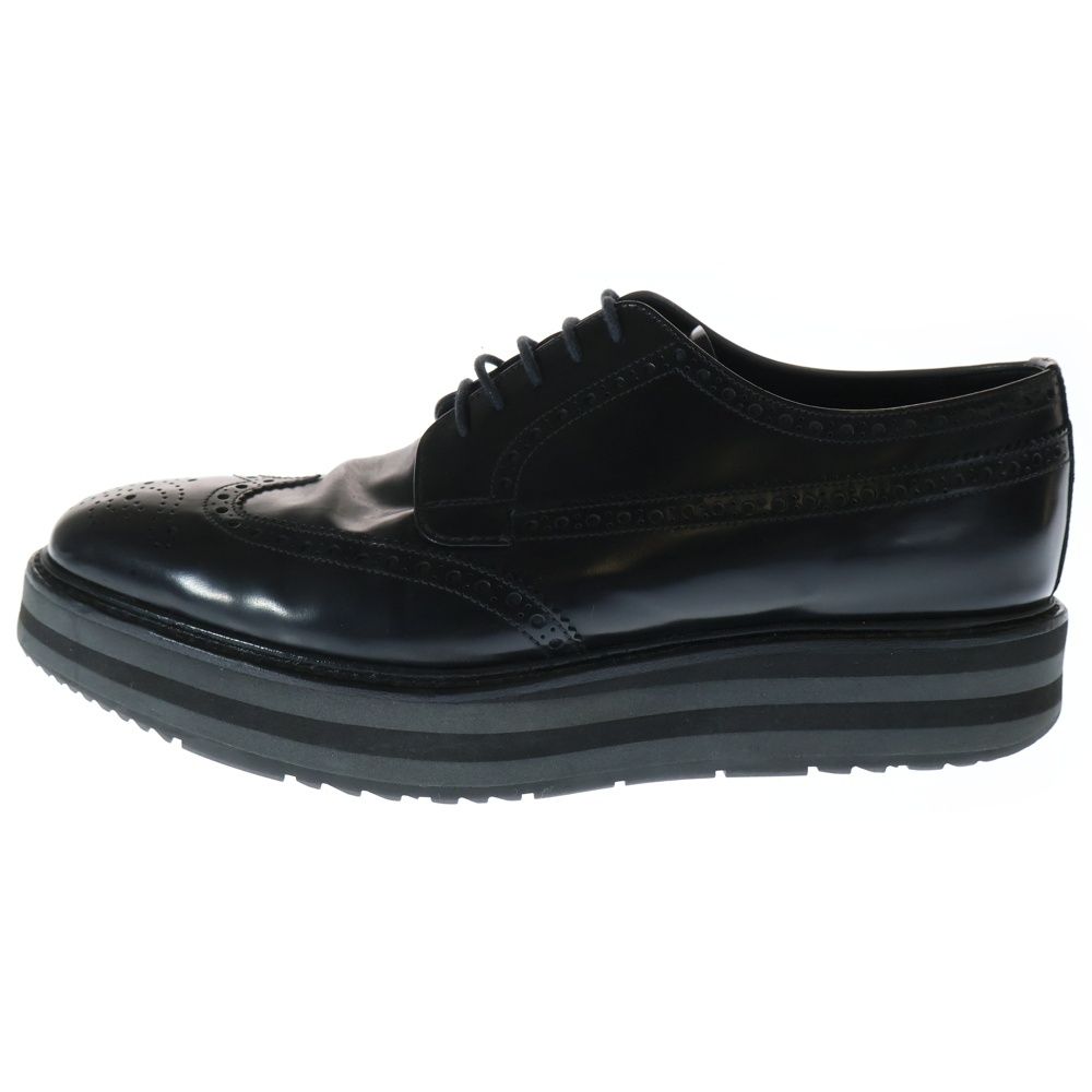 PRADA (プラダ) メダリオン ウィングチップ レザー レースアップ 厚底