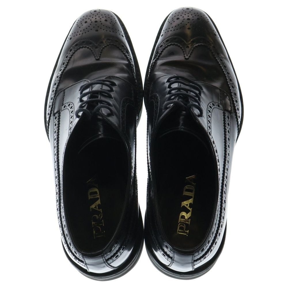 PRADA プラダ新品・未使用厚底レースアップシューズ PRADA (プラダ) メダリオン ウィングチップ レザー レースアップ 厚底