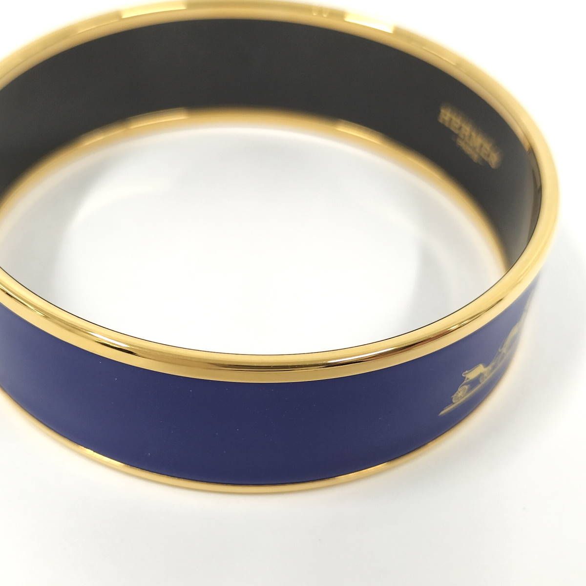 Hermes バングル エマイユ ラージ メッキ ブルー系 HERMES エルメス