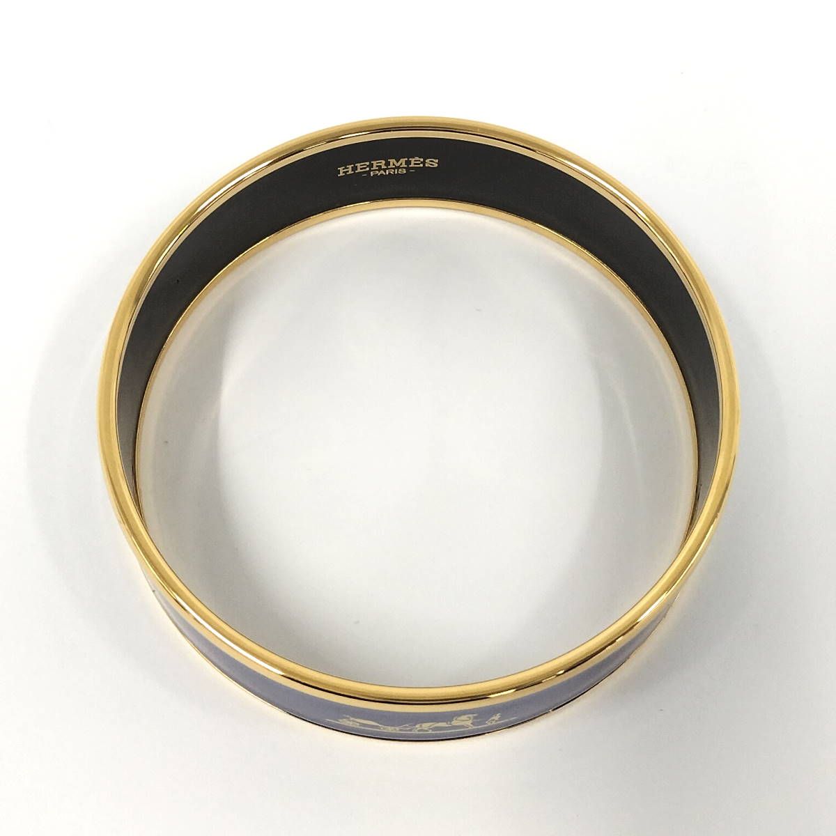 Hermes バングル エマイユ ラージ メッキ ブルー系
