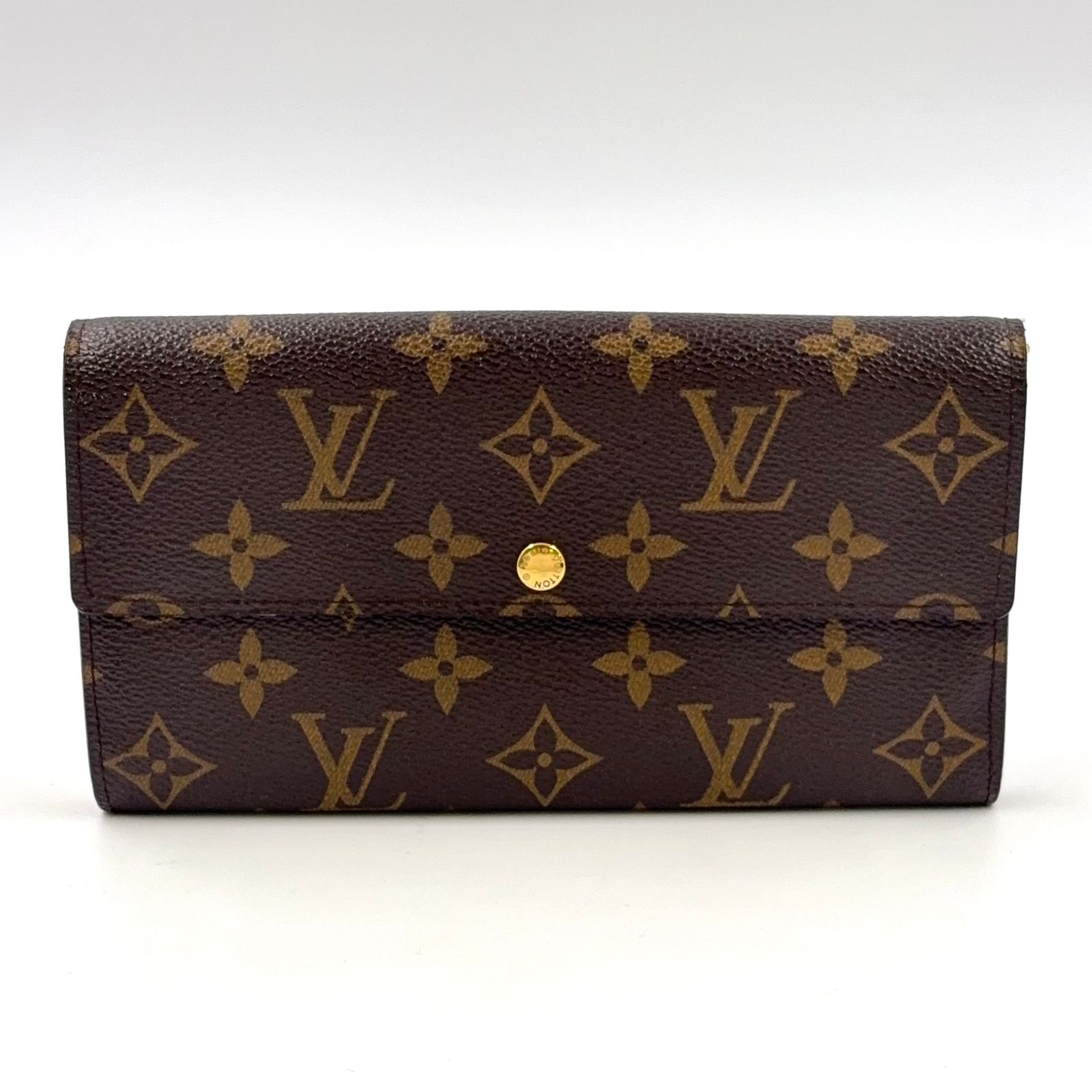 LOUIS VUITTON ポルトフォイユ サラ モノグラム モノグラム レザー×PVC ブラウン 二つ折り長財布 ゴールド M61734
