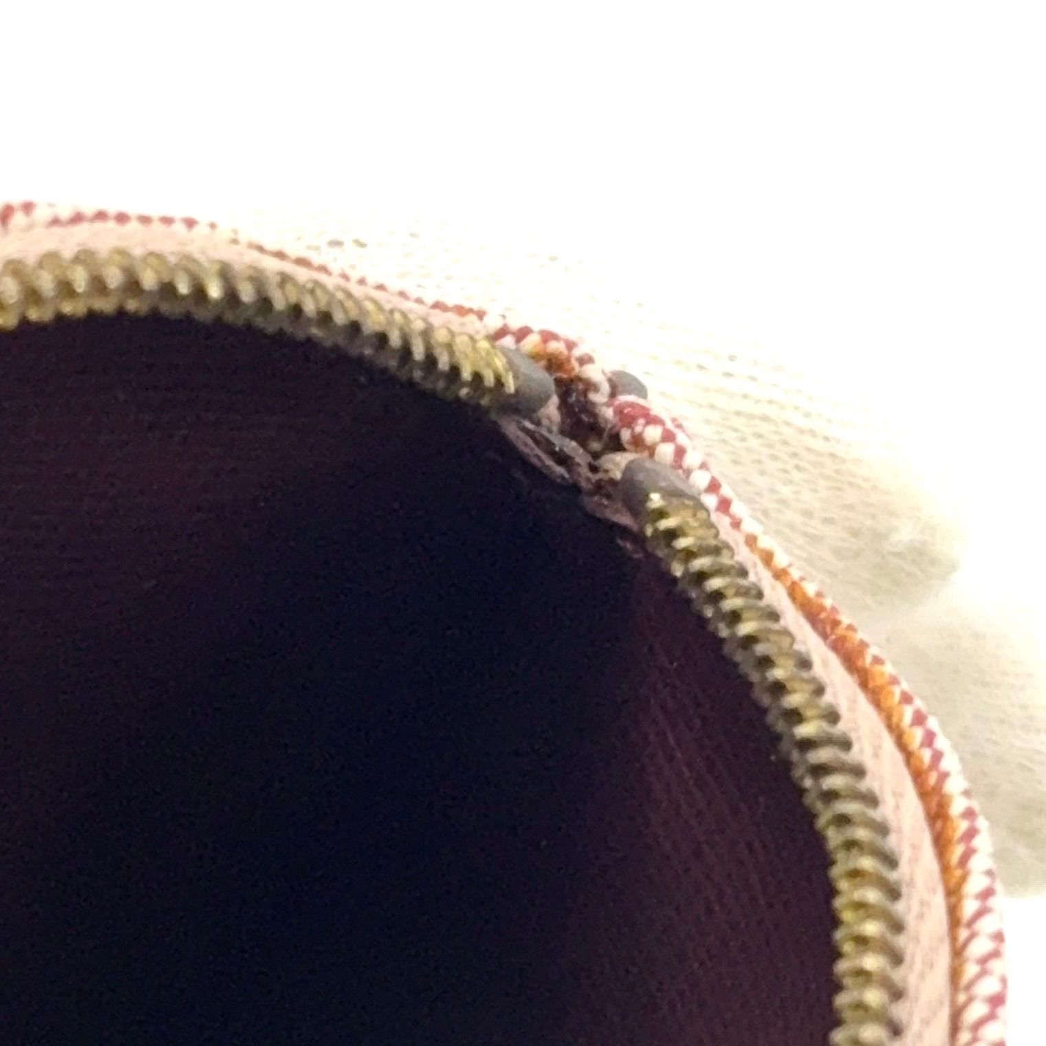  LOUIS VUITTON モノグラム ポルト モネ レザー×キャンバス レッド コインケース ゴールド 長財布 小物