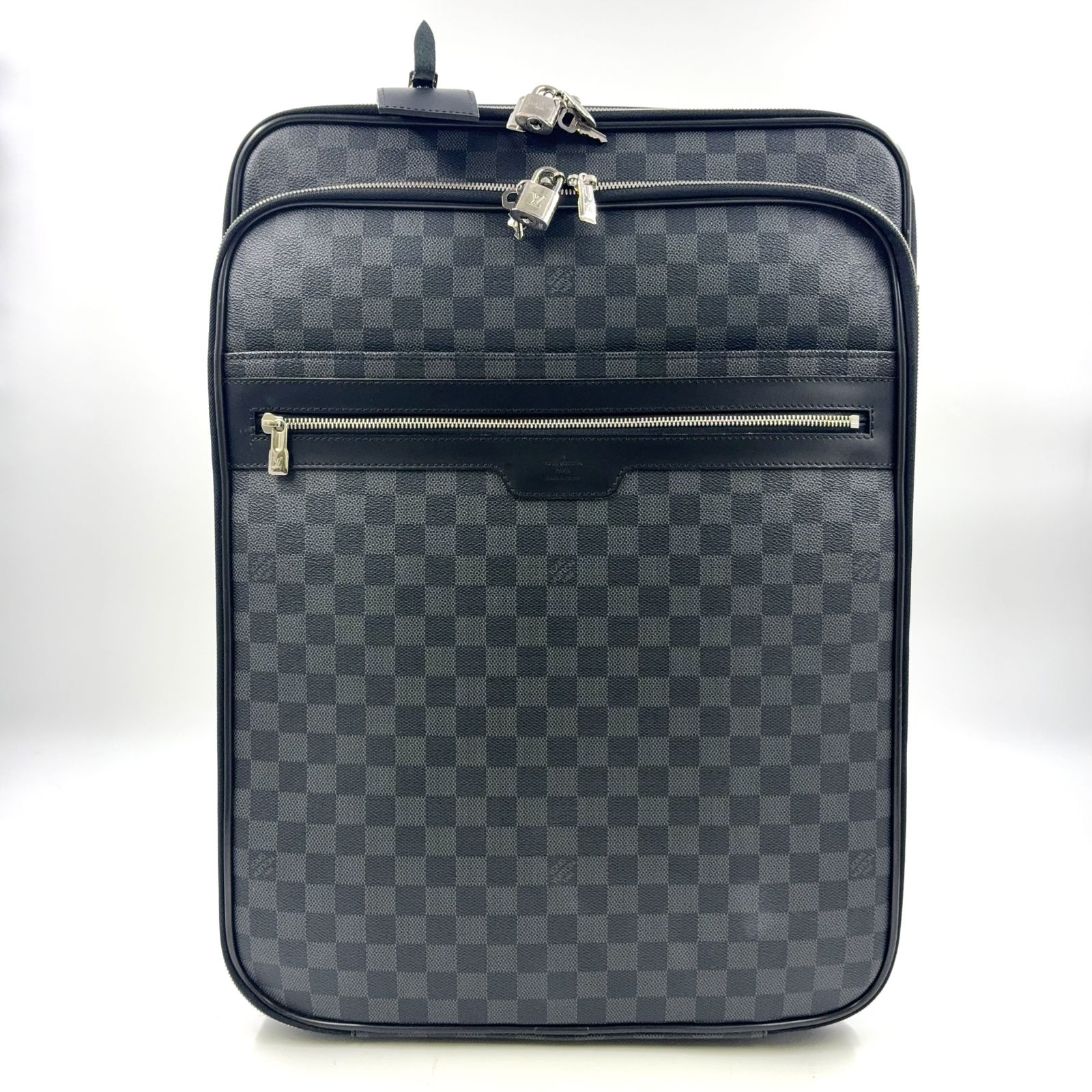 LOUIS VUITTON ペガス55 ダミエグラフィット ダミエグラフィット イニシャル入り レザー×PVC ブラック バッグ シルバー N23299