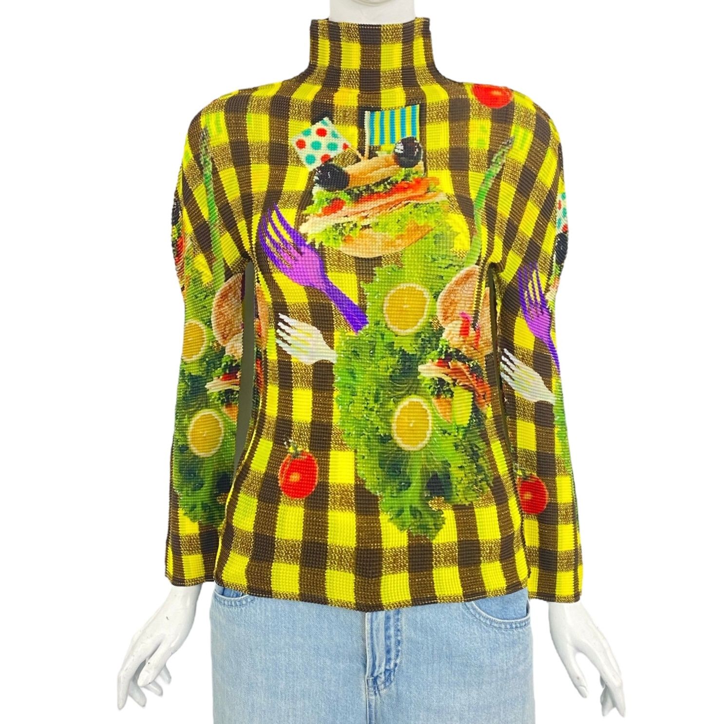 me ISSEY MIYAKE ミーイッセイミヤケ カットソー トップス ハンバーガーデザイン マルチ 長袖 サイズ3