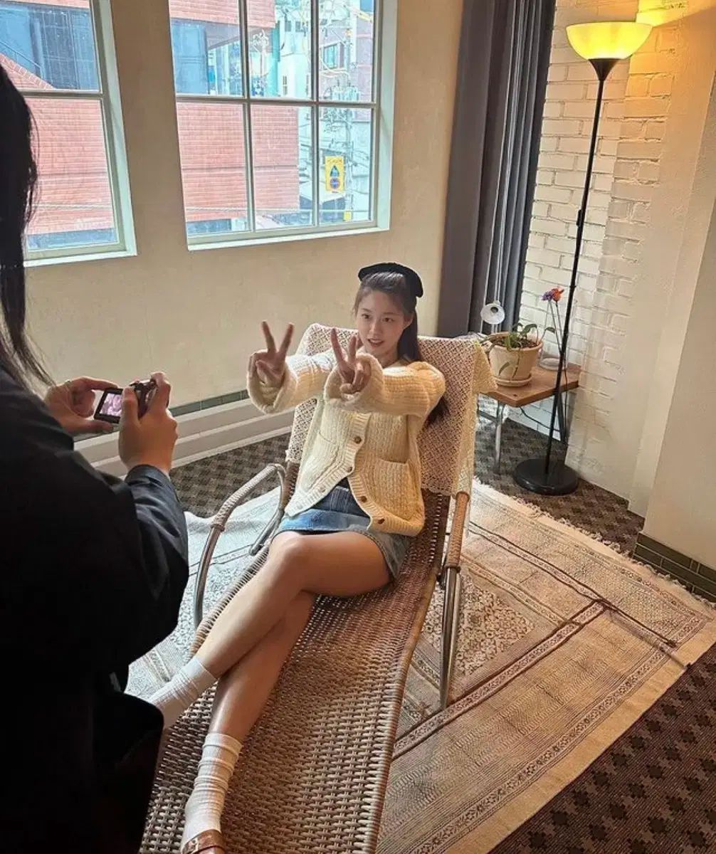 スムードムード 彩子 カラ ニット カーディガン クリーム