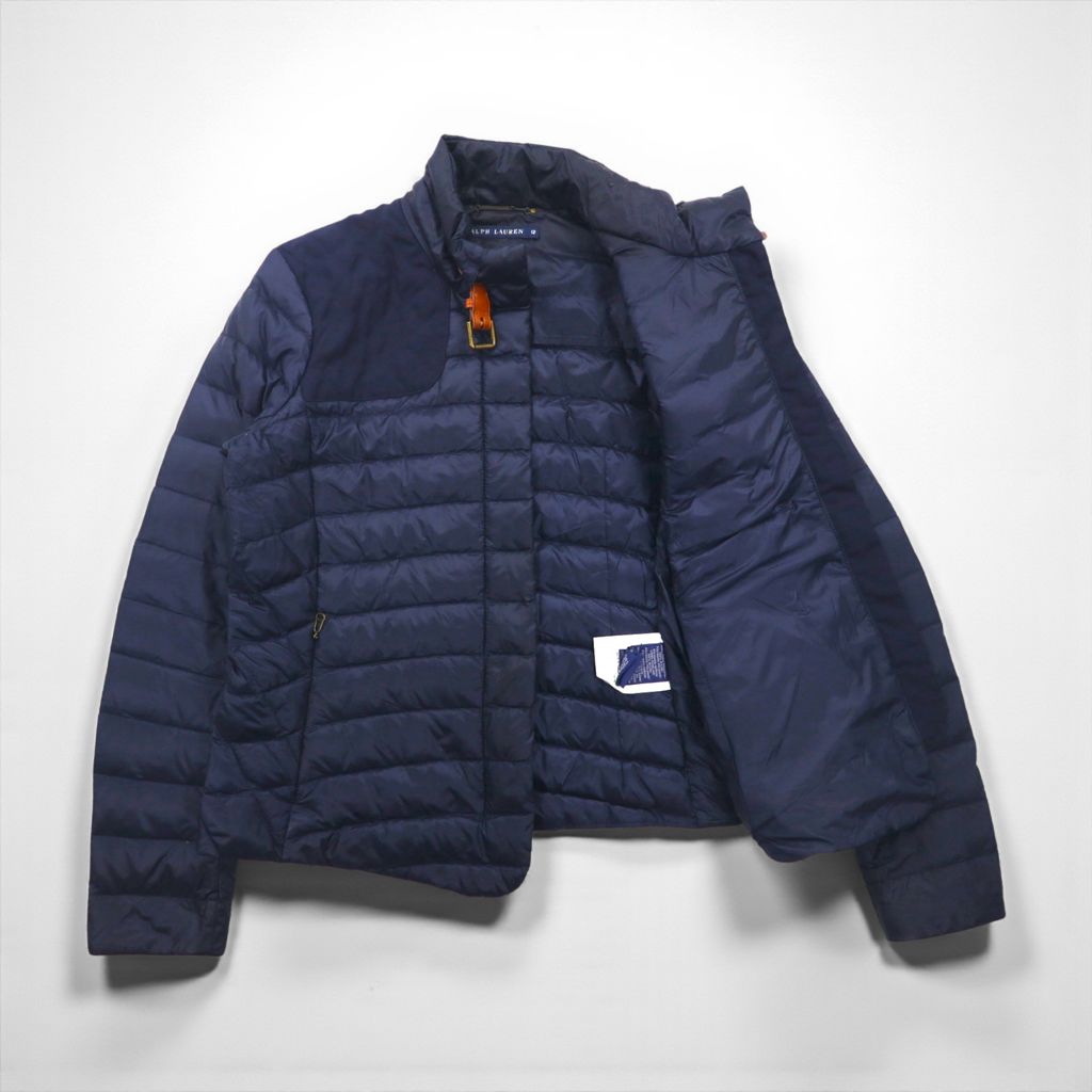 Ralph Lauren 90年代 キルティング ダウンジャケット XL ネイビー ナイロン チンストラップ