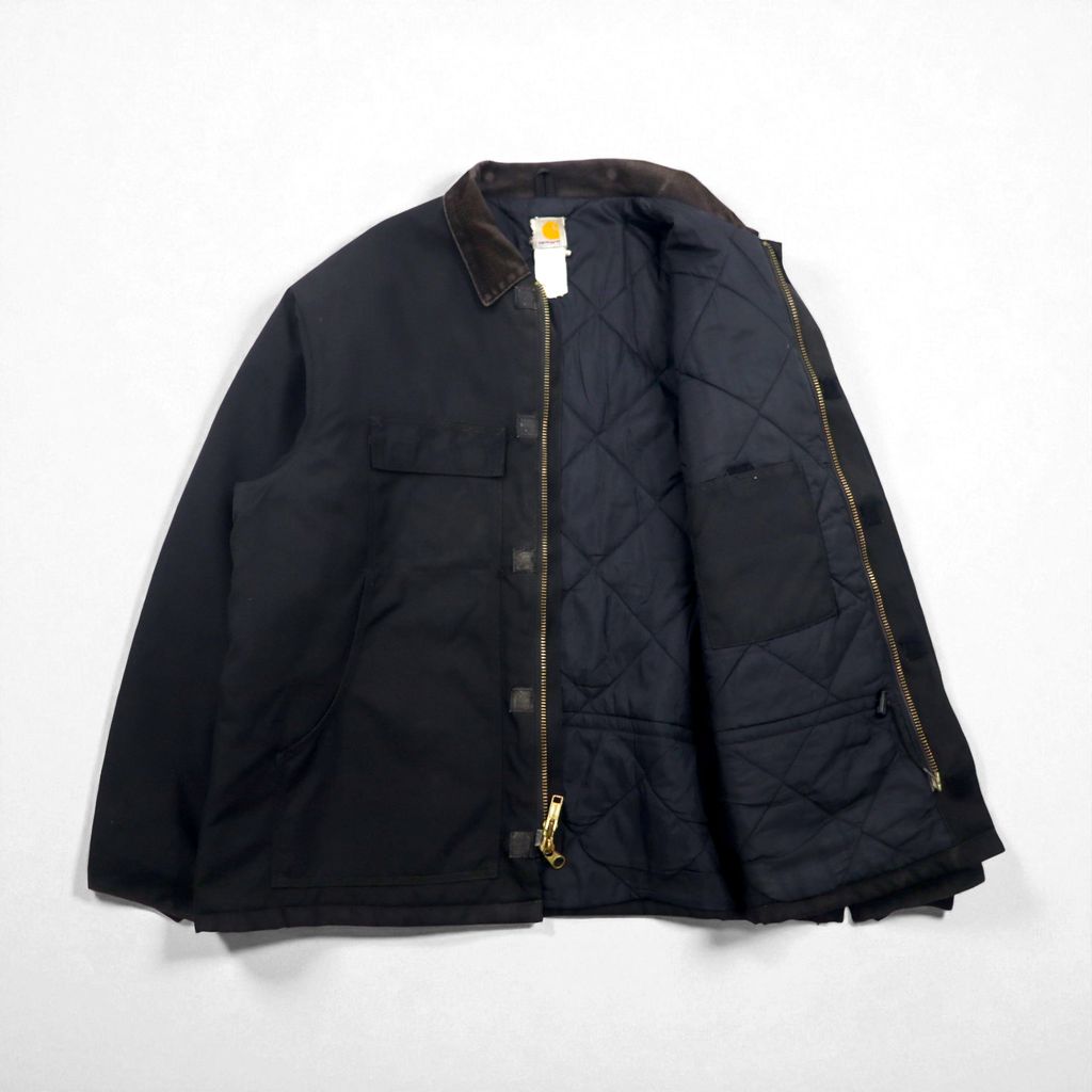 carhartt エクストリームスコート CORDURAナイロン カバーオール XL ブラック 中綿 EXTREAMS COAT ダブルジップ 襟コーデュロイ C55