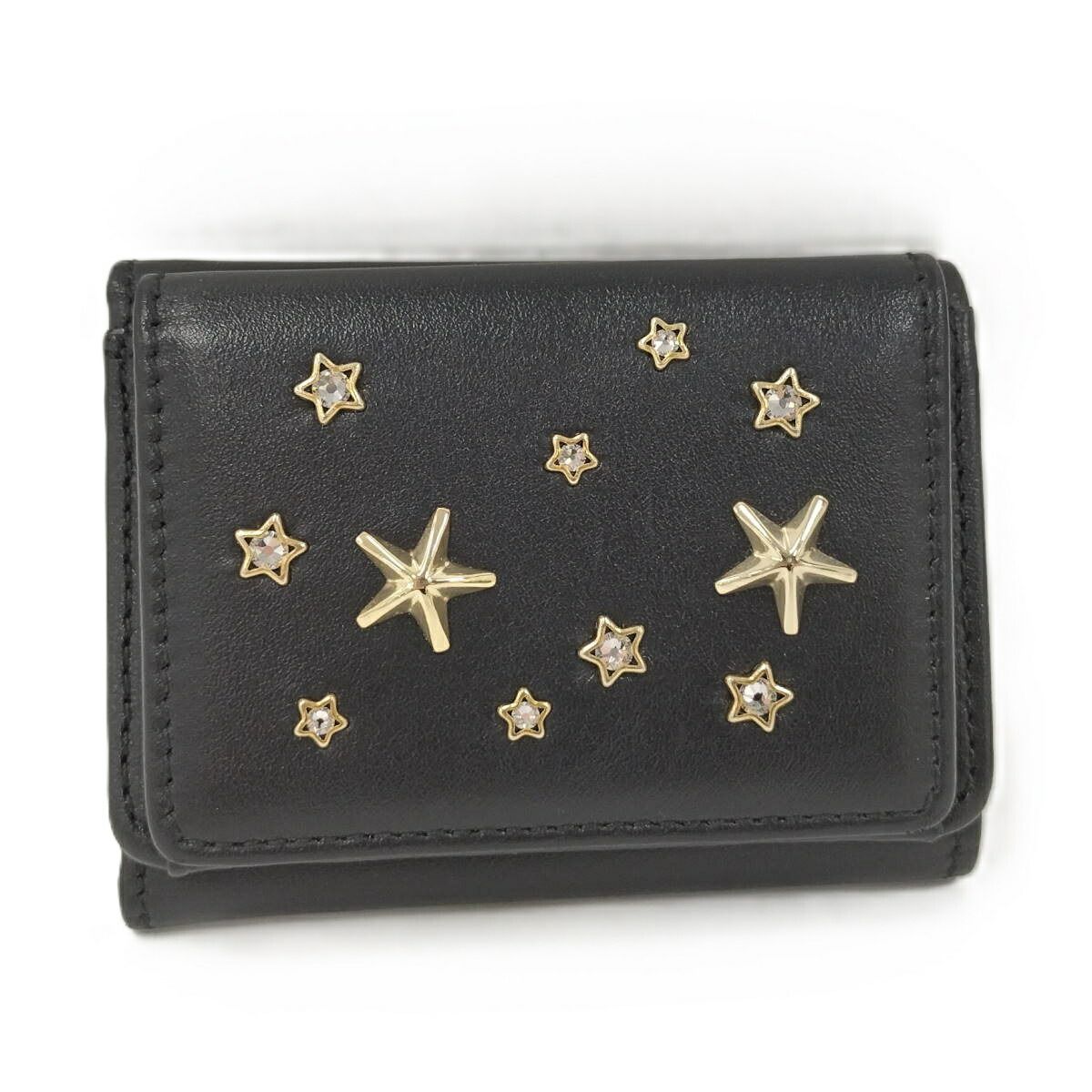 JIMMY CHOO コンパクトウォレット レザー スタースタッズ ブラック