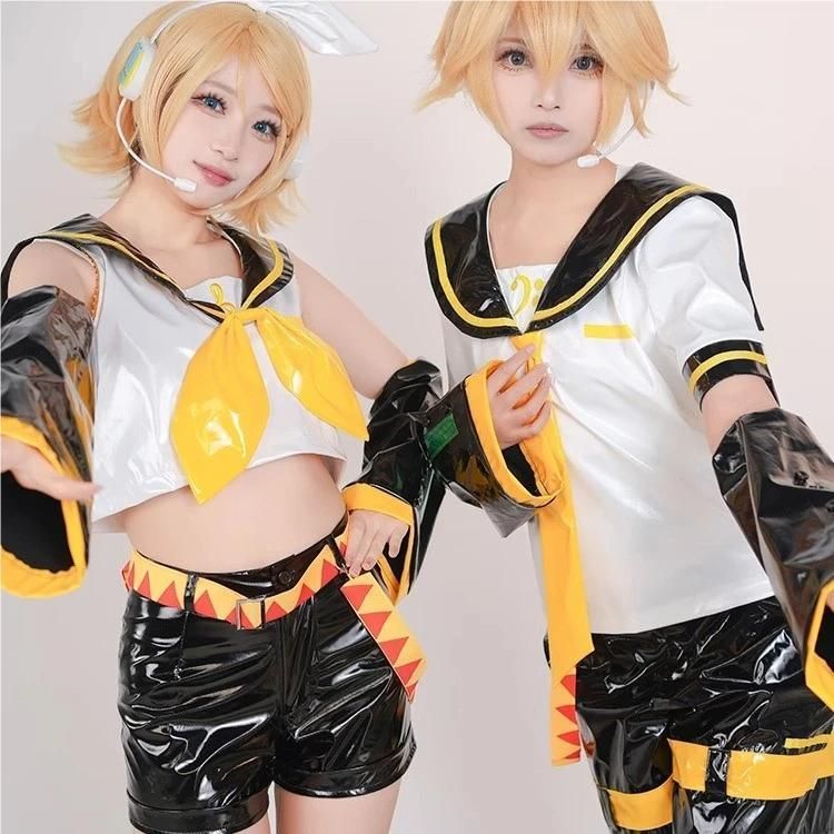 鏡音リン レン コスプレ服 初音ミク 衣装 漆皮 仮 職人製作