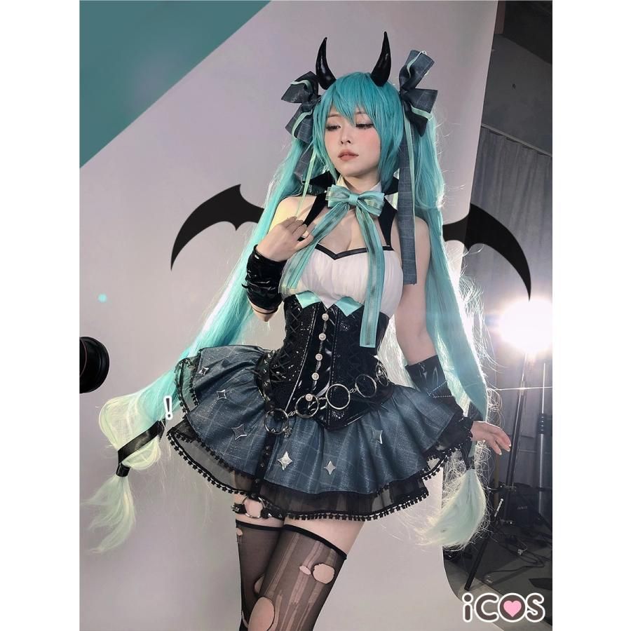 ICOS 初音ミク 小悪魔 ラスカル ボディスーツ コスプレ 女性用 職人製作