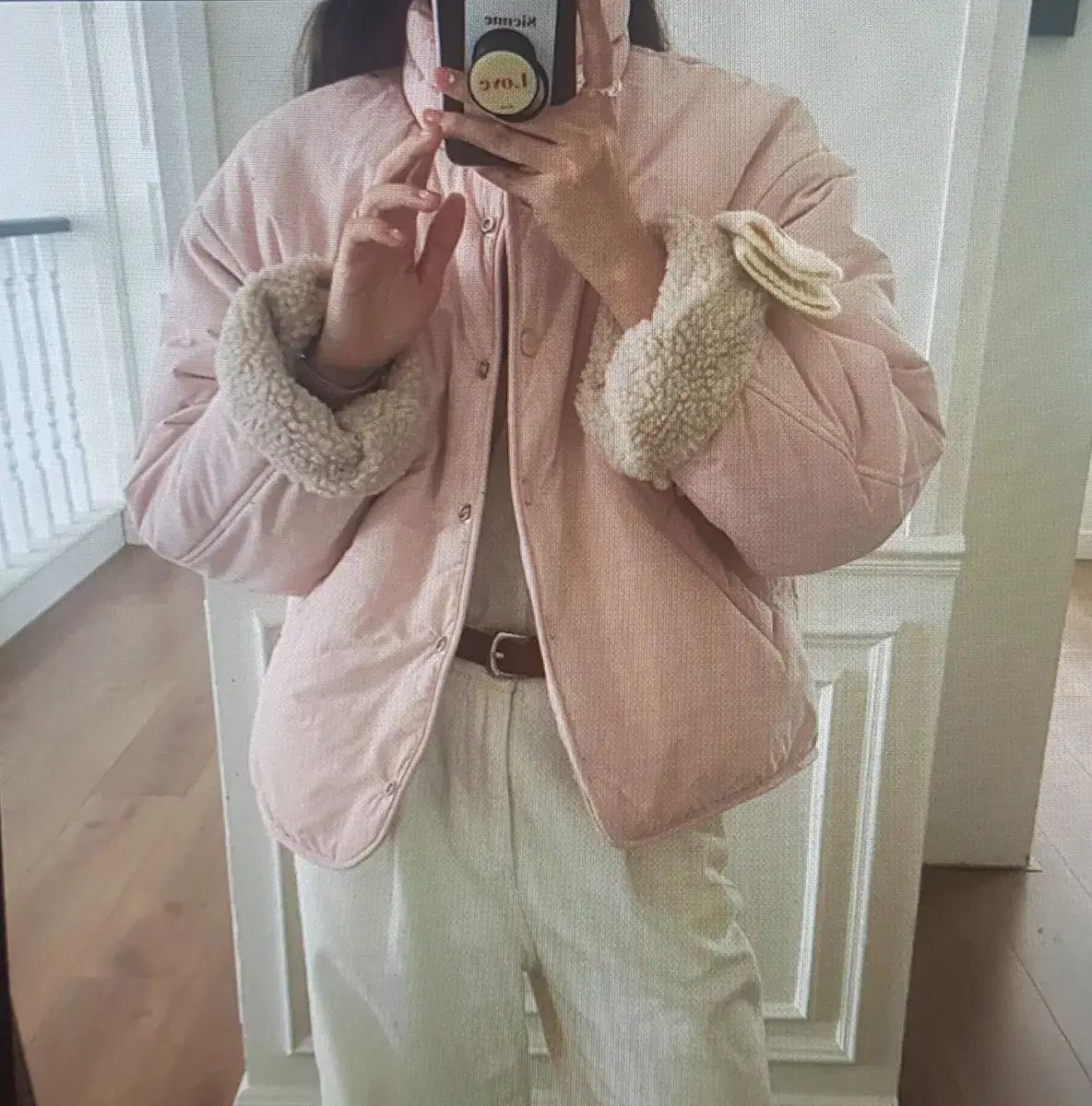 海外配送 コットンとボアのタートルネック リバーシブル アウター ジャケット