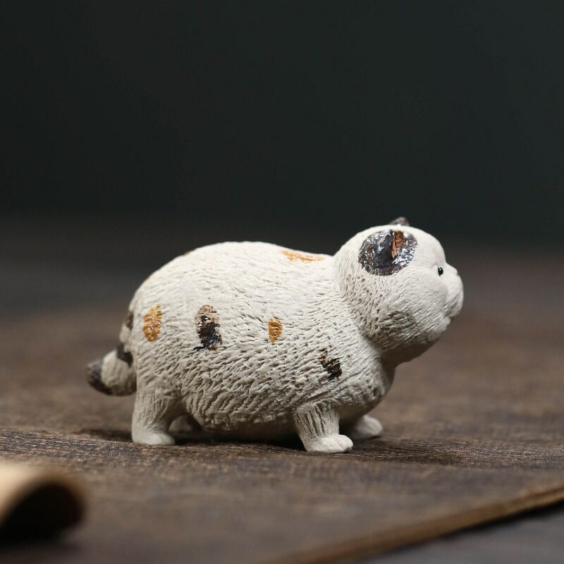 ねこの置物 紫砂 陶器 蓋置 茶寵 かわいい 工芸品 手作り オブジェ