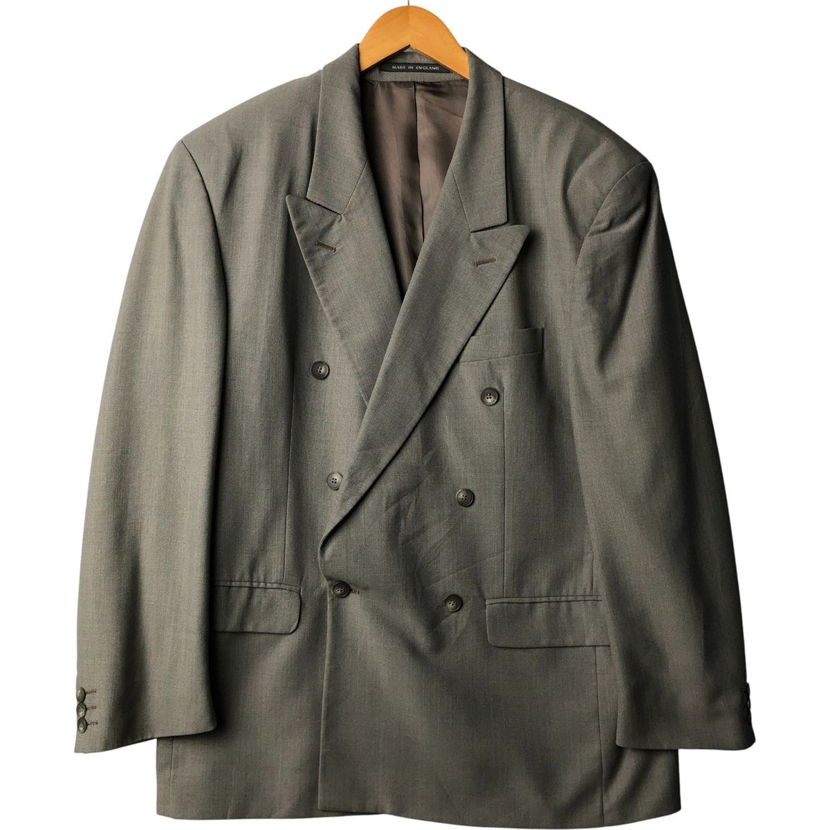 古着 ALEXANDRE ダブルブレスト ピークドラペル ポリエステル×ウールテーラードジャケット 英国製 メンズXL相当 eaa592287