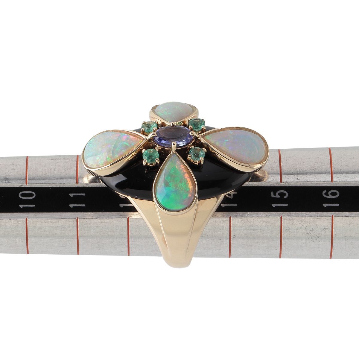 アガット マルチストーン リング 13号 K14YG 16.9g 美品 agete【23385