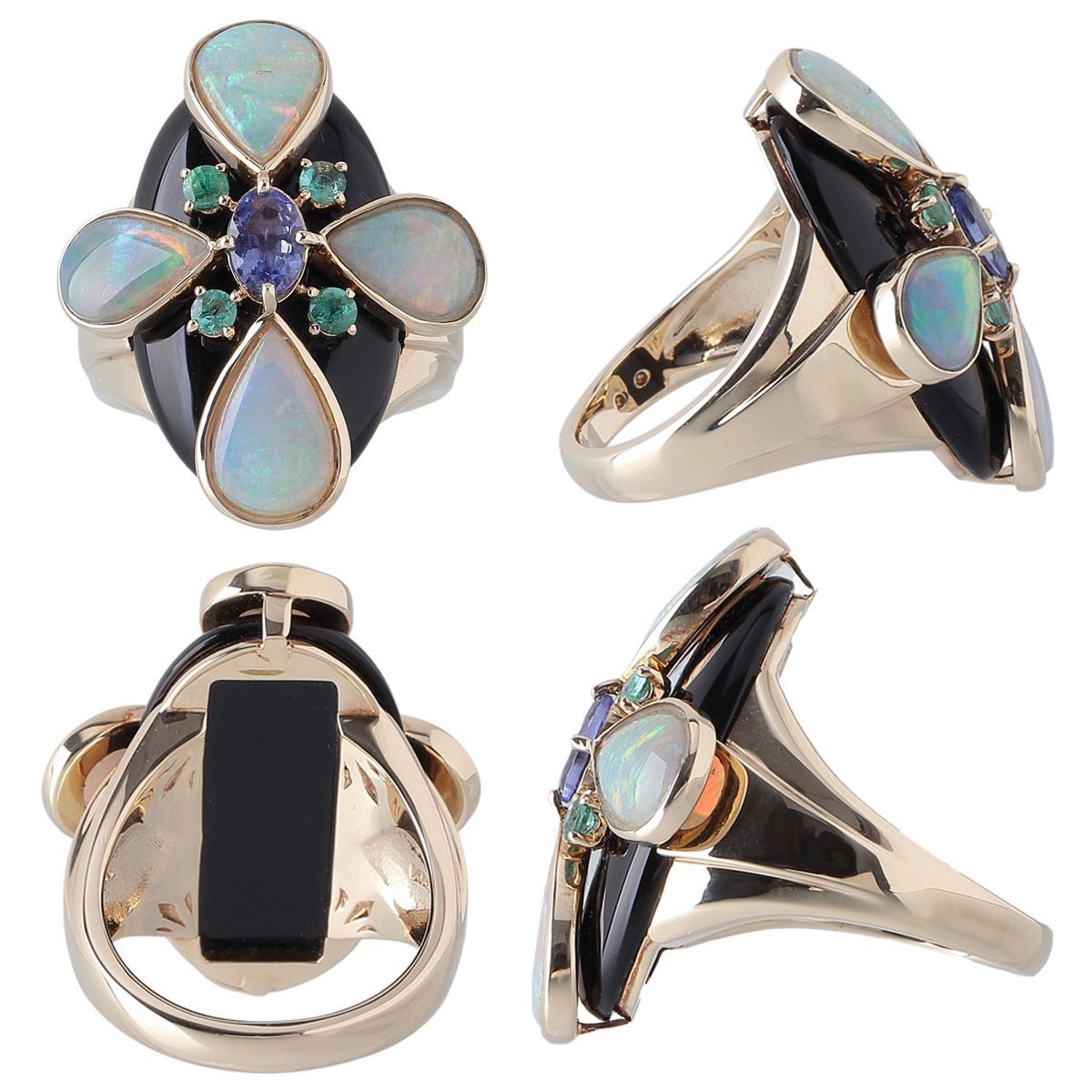 アガット マルチストーン リング 13号 K14YG 16.9g 美品 agete【23385