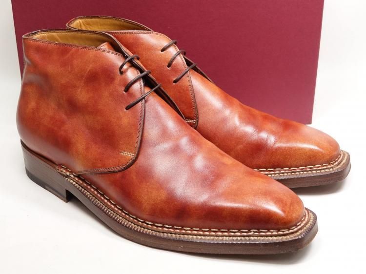 713 1030 使用数回 エンツォボナフェ チャッカブーツ ブラウン ミュージアムカーフ 8