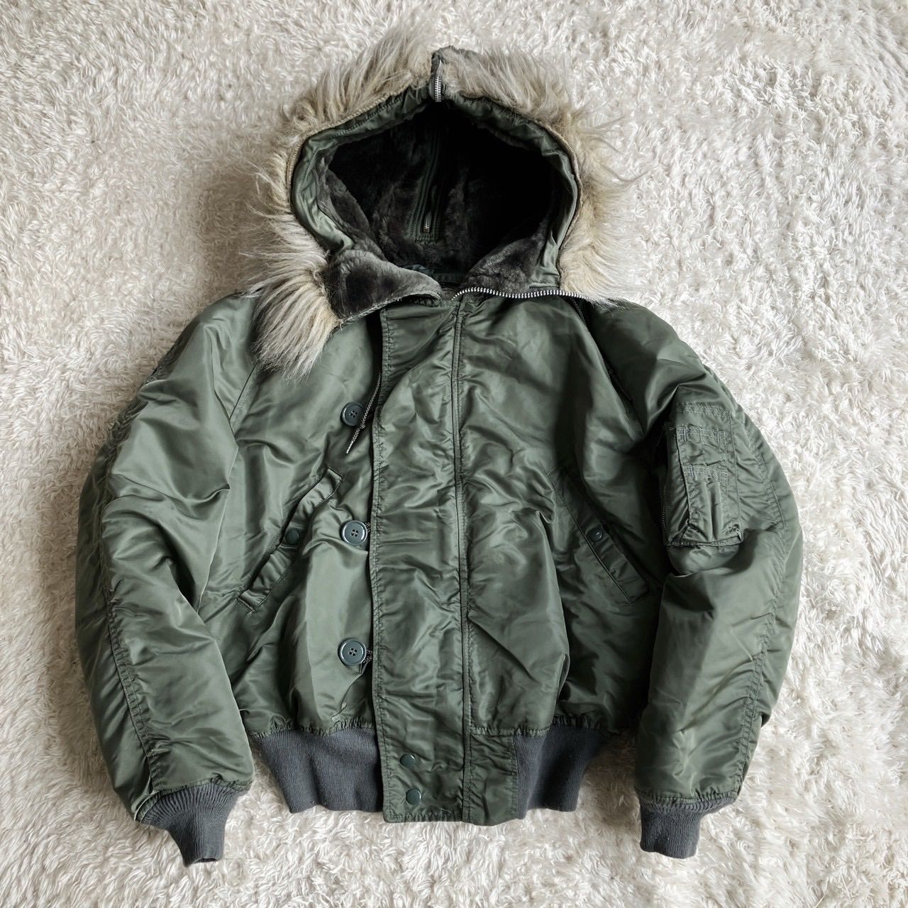 美品！90's USA製 ALPHA INDUSTRIES アルファ N-2B Y2K 短丈 カーキ