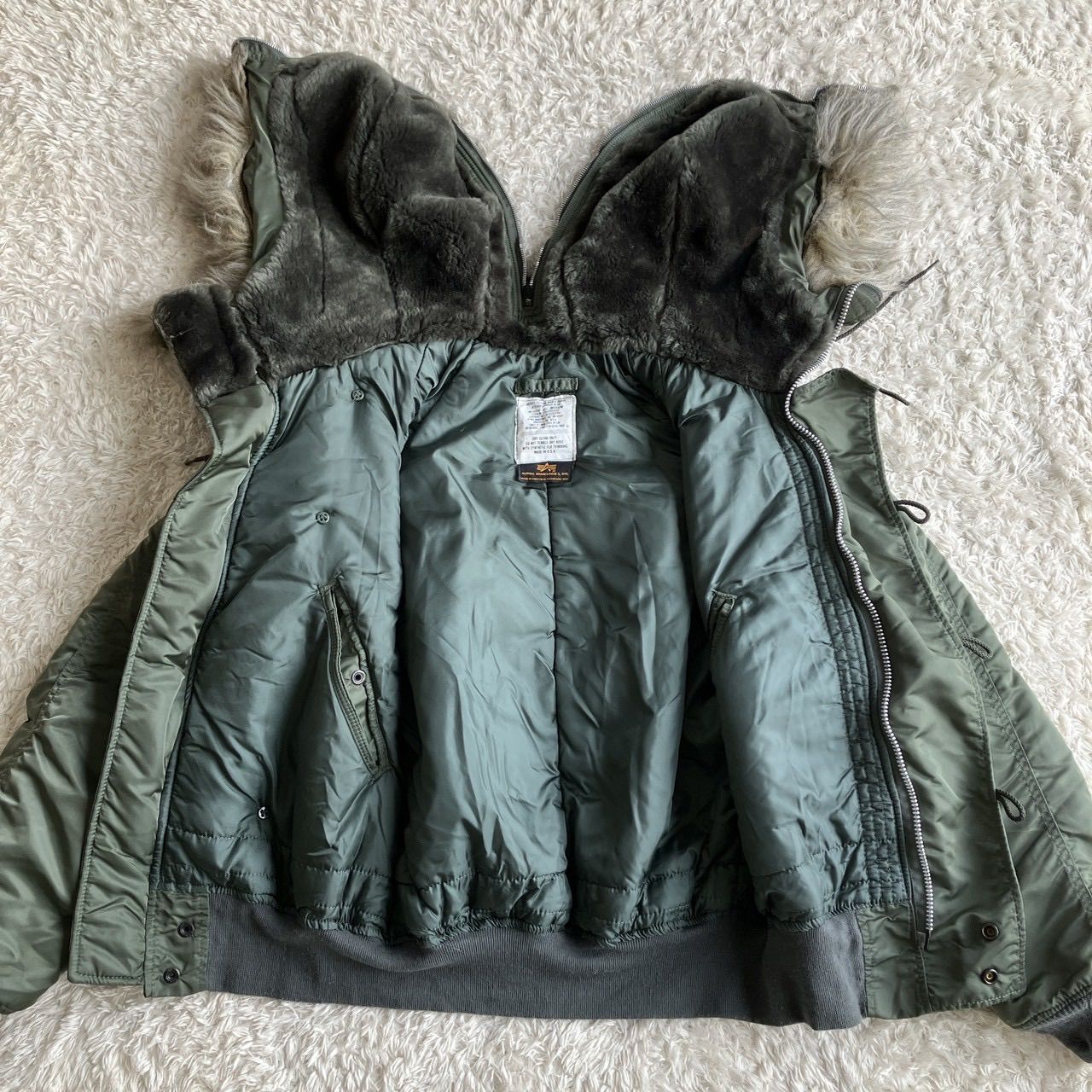 美品！90's USA製 ALPHA INDUSTRIES アルファ N-2B Y2K 短丈 カーキ