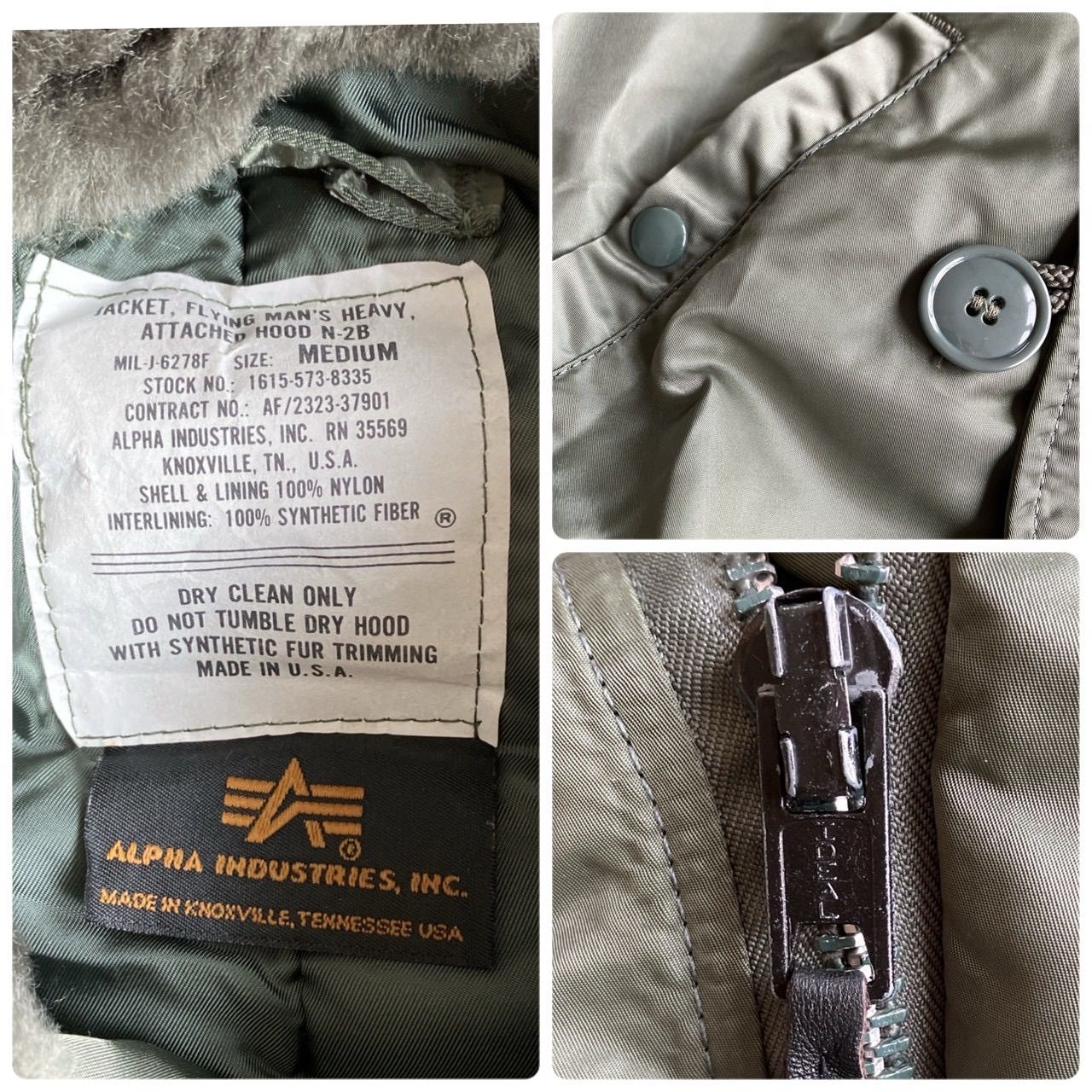 美品！90's USA製 ALPHA INDUSTRIES アルファ N-2B Y2K 短丈 カーキ