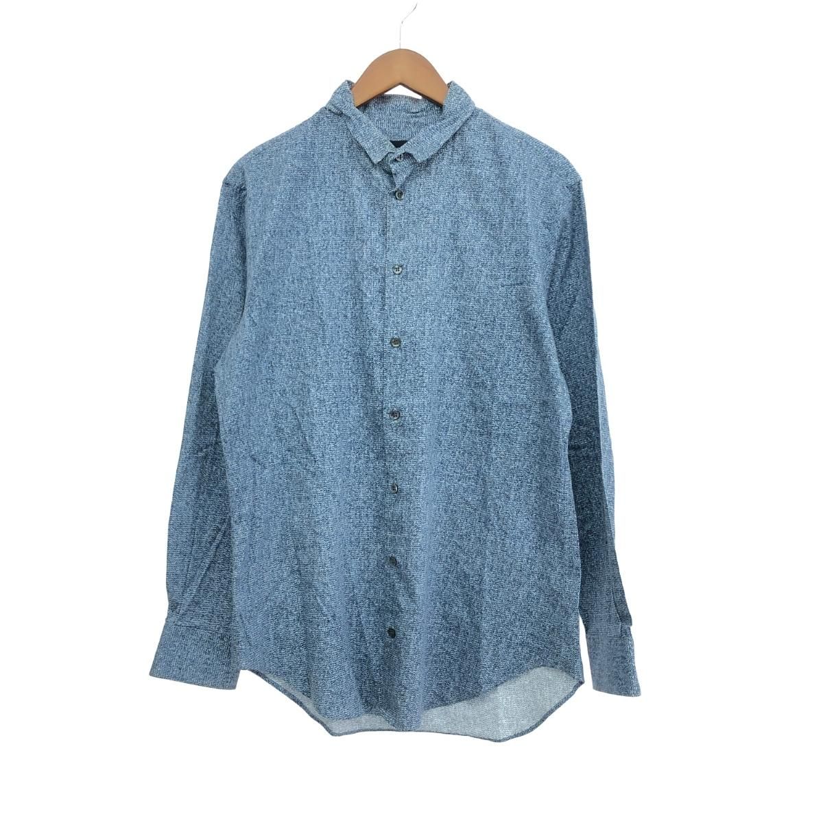 【美品】ジョルジオアルマーニ 長袖シャツ 総柄 幾何学 イタリア製 綿 41 GIORGIO ARMANI ジョルジオアルマーニ レギュラーカラー長袖シャツ