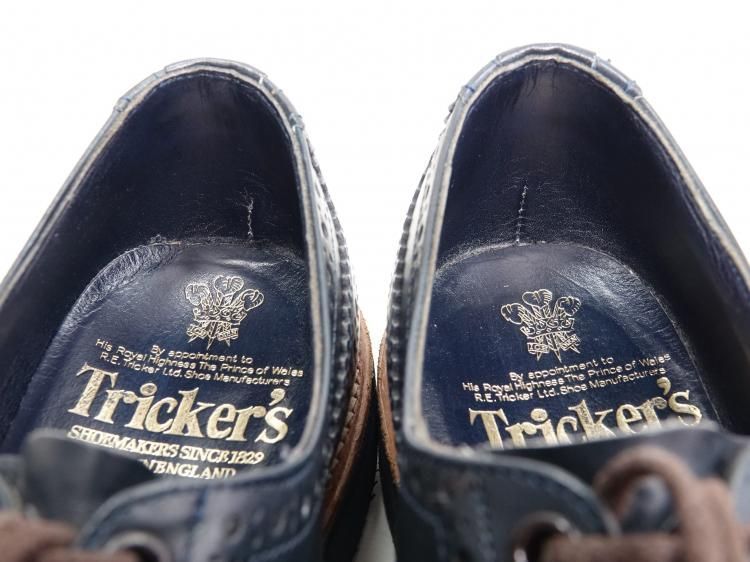  378 1031 上 トリッカーズ フルブローグ ネイビー カーフ 6 5 ドレス ビジネスシューズ ブーツ 革靴