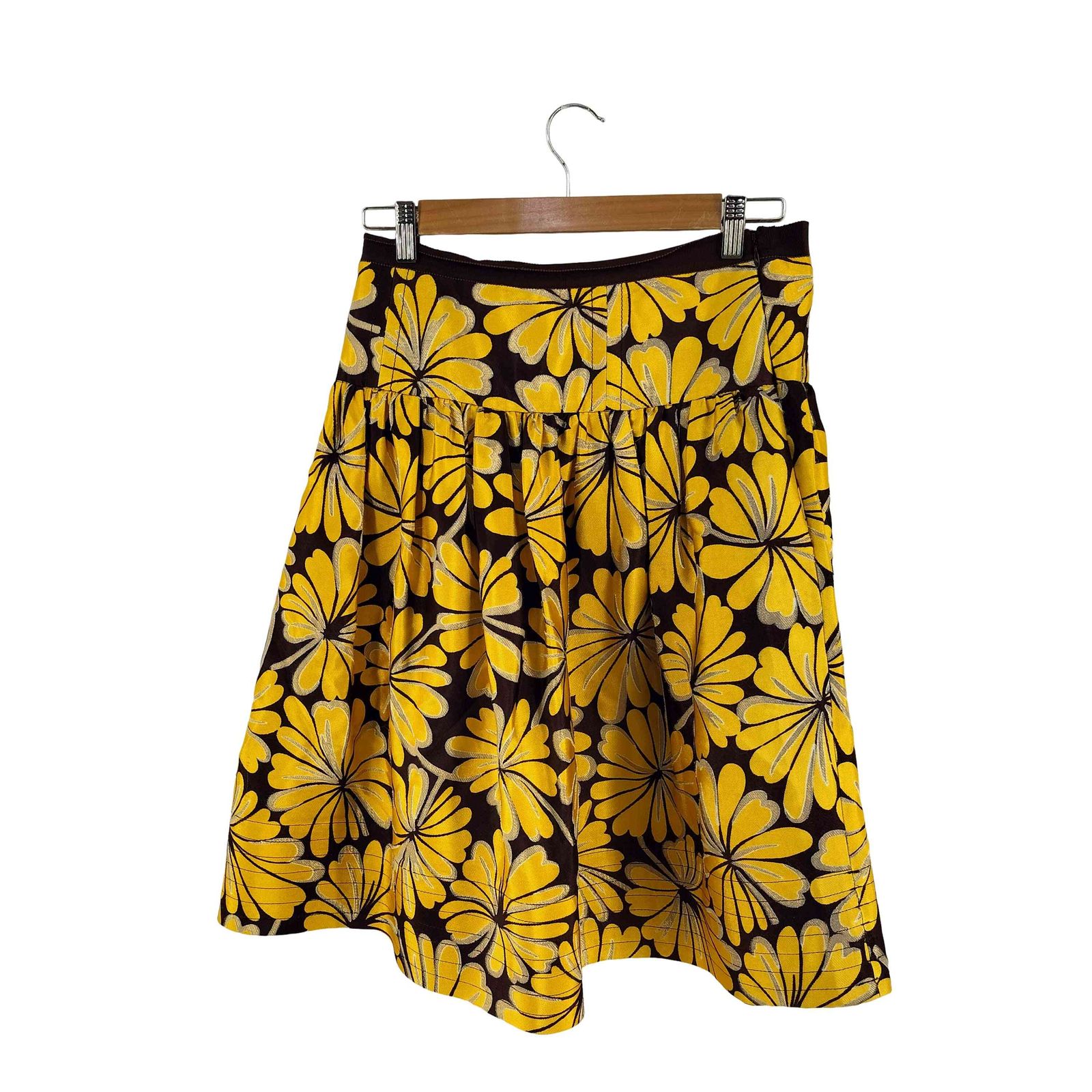 モスキーノ シルク混 金箔 フラワースカート レディース 40
