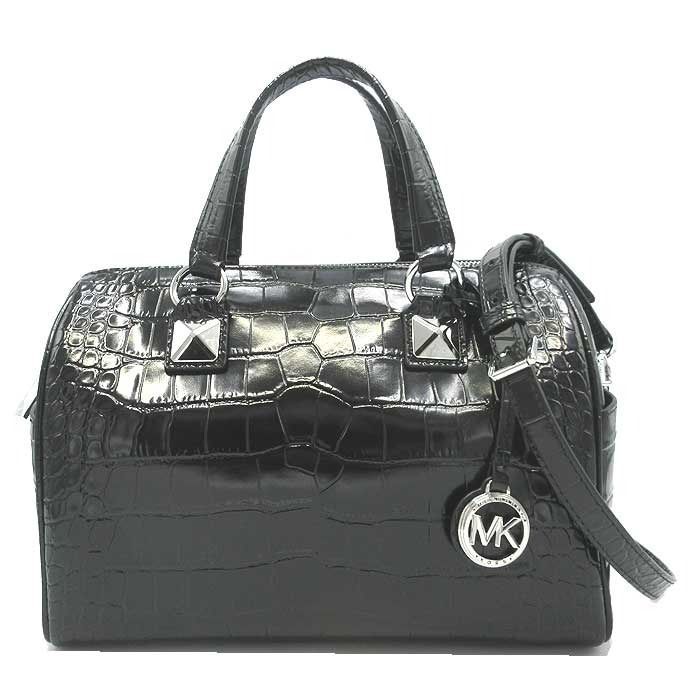 マイケルコース 30F4SGYS6E BLACK ブラック バッグ ハンドバッグ MICHAEL KORS GRAYSON エンボスレザー クロコ調 ミディアム サッチェル 2WAY 斜め掛け ブティック レディース