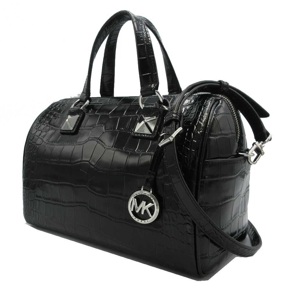 マイケルコース 30F4SGYS6E BLACK ブラック バッグ ハンドバッグ MICHAEL KORS GRAYSON エンボスレザー クロコ調 ミディアム サッチェル 2WAY 斜め掛け ブティック レディース