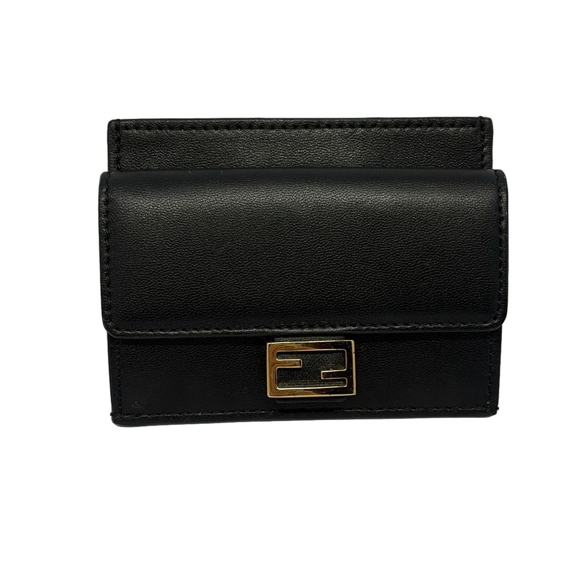 FENDI フェンディ カードケース ズッカ柄 8M0423 黒 型押し加工 コインケース付き レザー