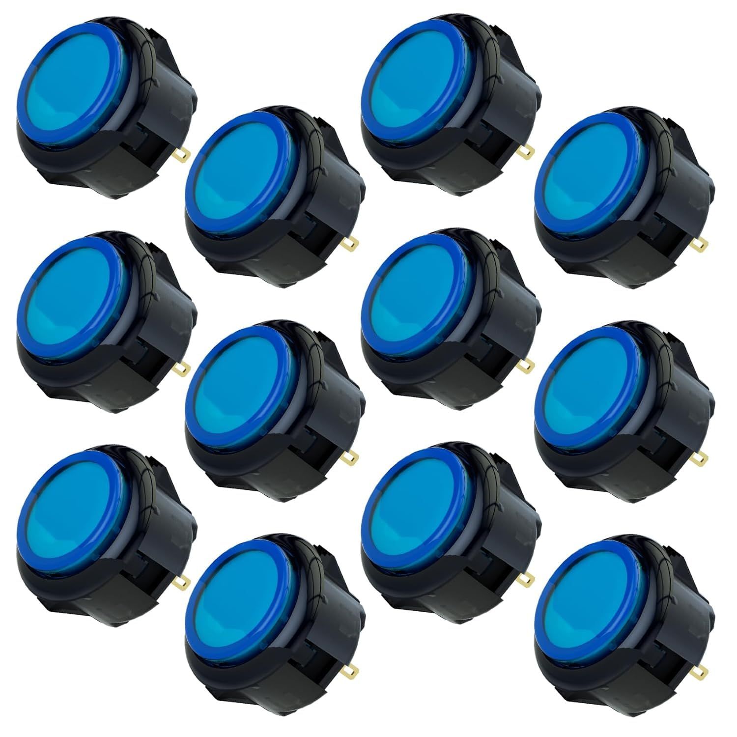 Qanba Gravity KS アケコン ボタン 静音ボタン 高耐久 クァンバ グラビティ レバーレス ボタン交換にも対応 7 クリア黒枠青 Cr black blue E Project 24 mm 箱入り