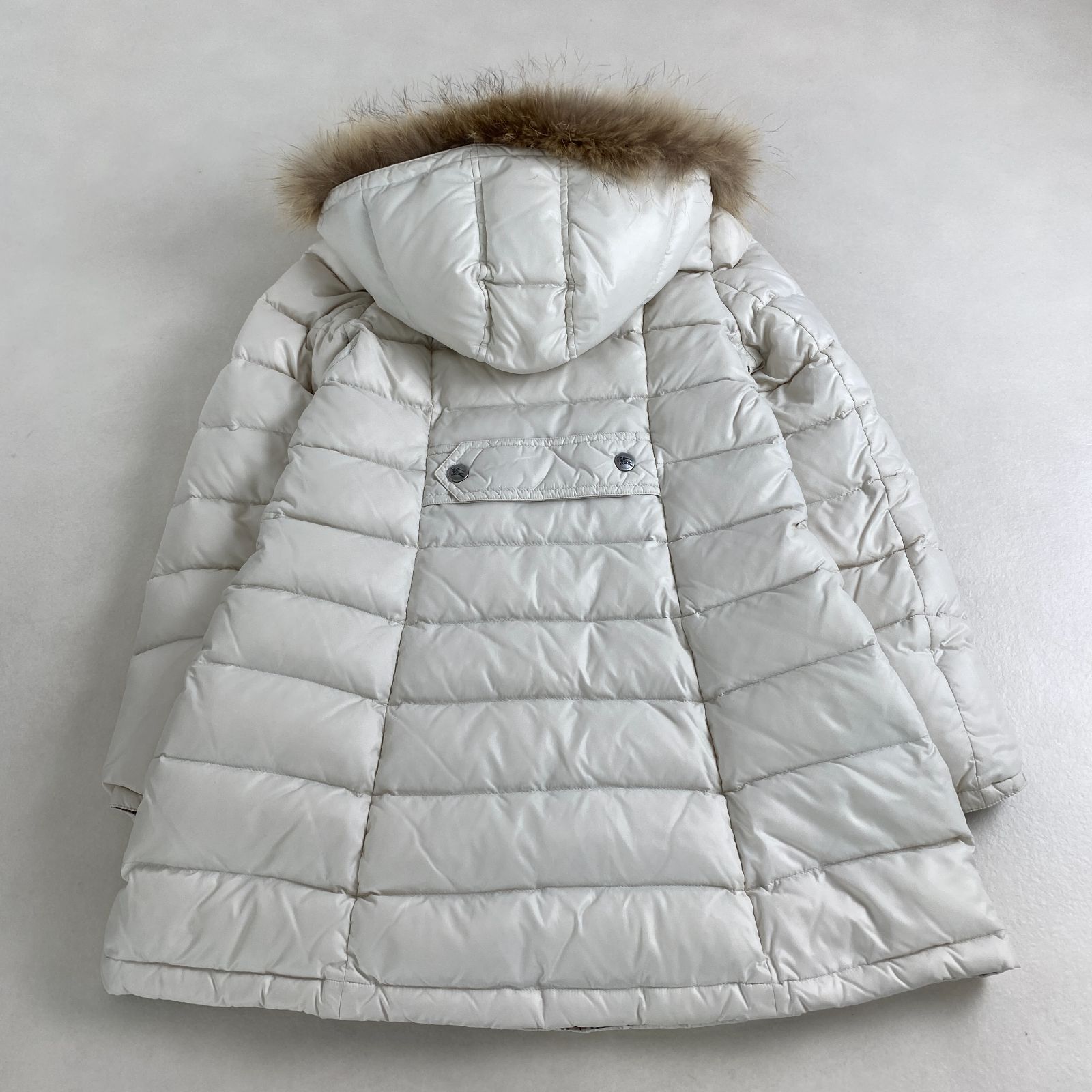 BURBERRY ダウンコート グレージュ 38 ファーフード 厚手 チェック BURBERRY ダウンコート グレージュ 38 ファーフード 厚手 チェック